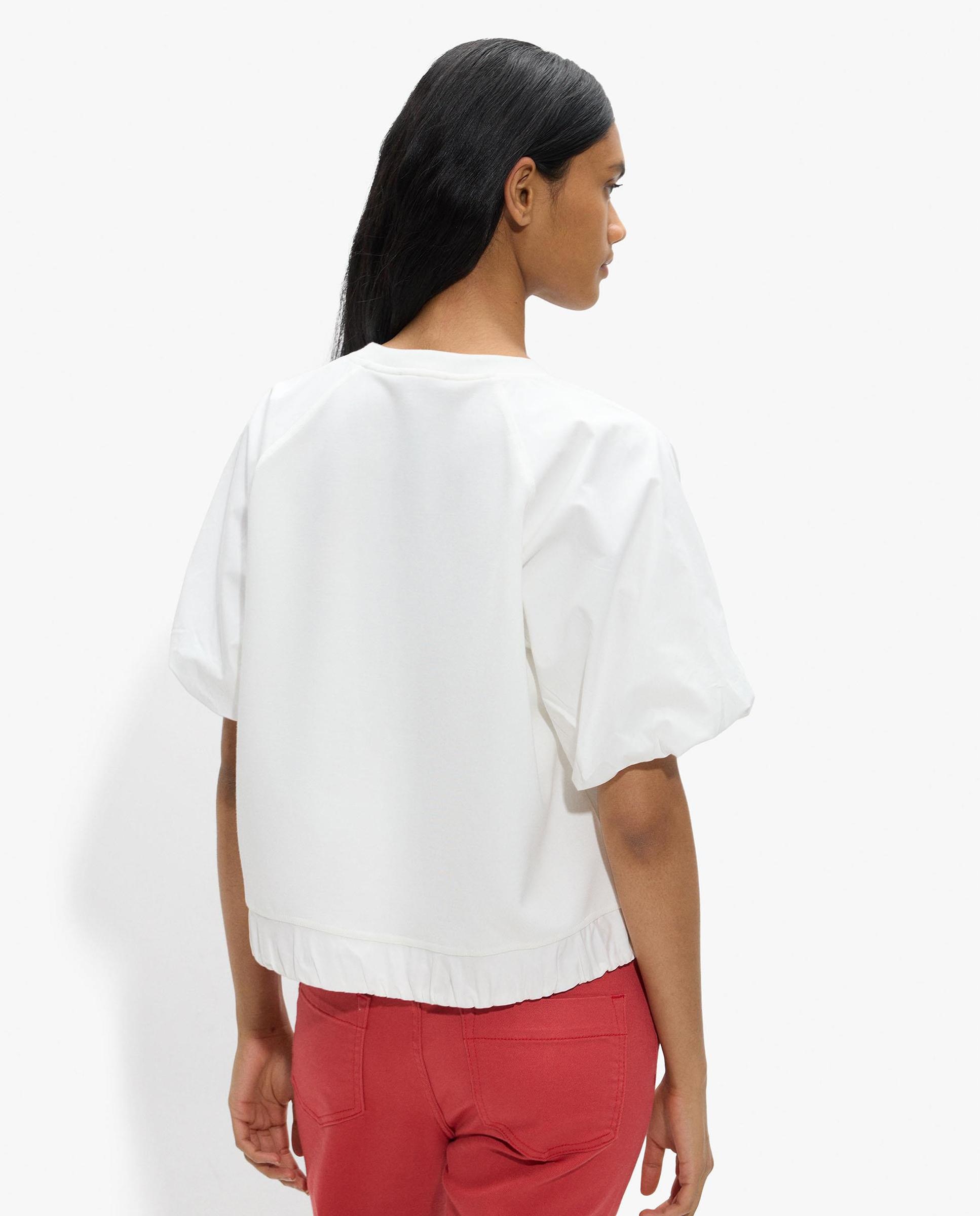 Camiseta de mujer de manga corta con mangas abullonadas - Parfois - Blanco Blanco-5