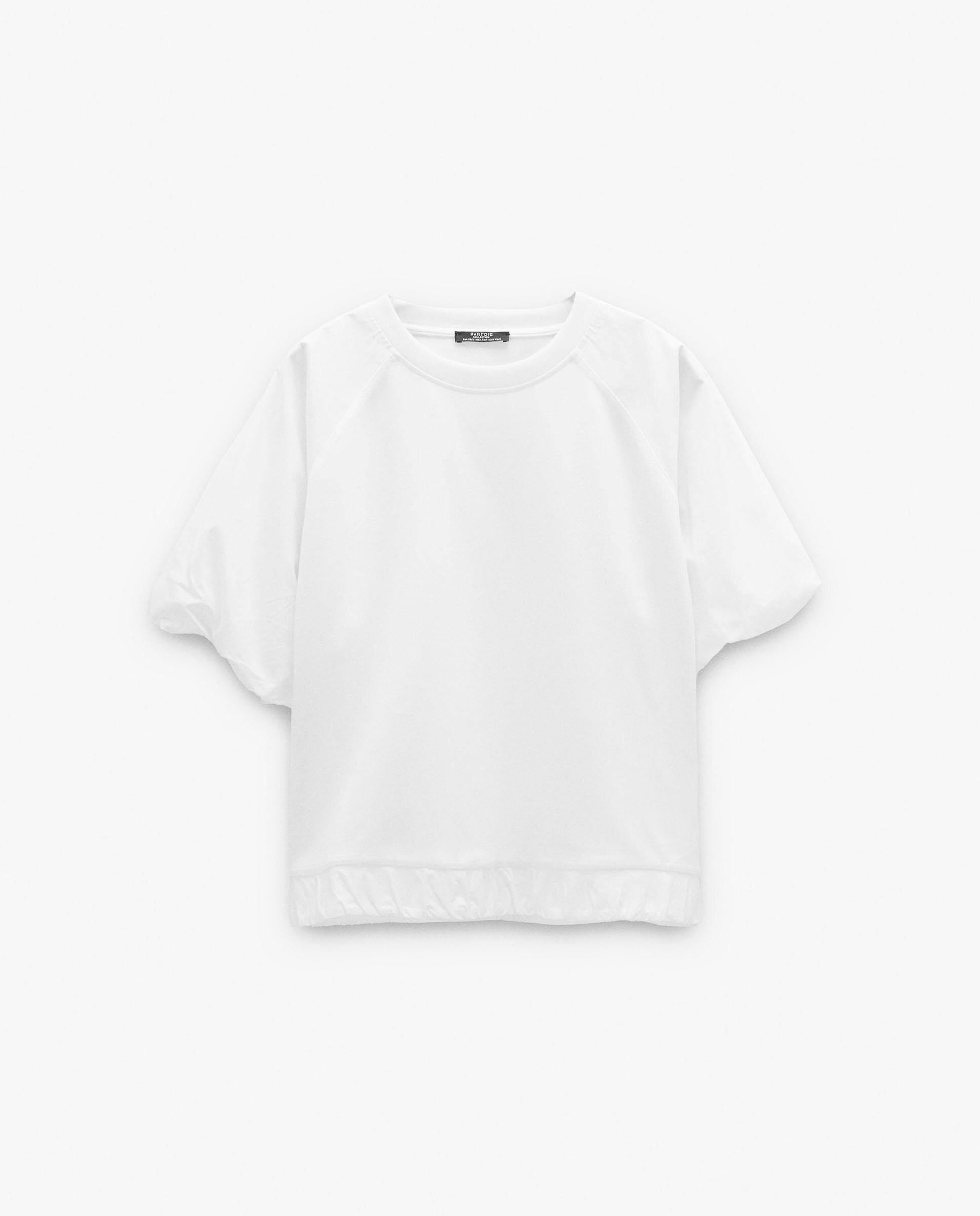 Camiseta de mujer de manga corta con mangas abullonadas - Parfois - Blanco Blanco-7