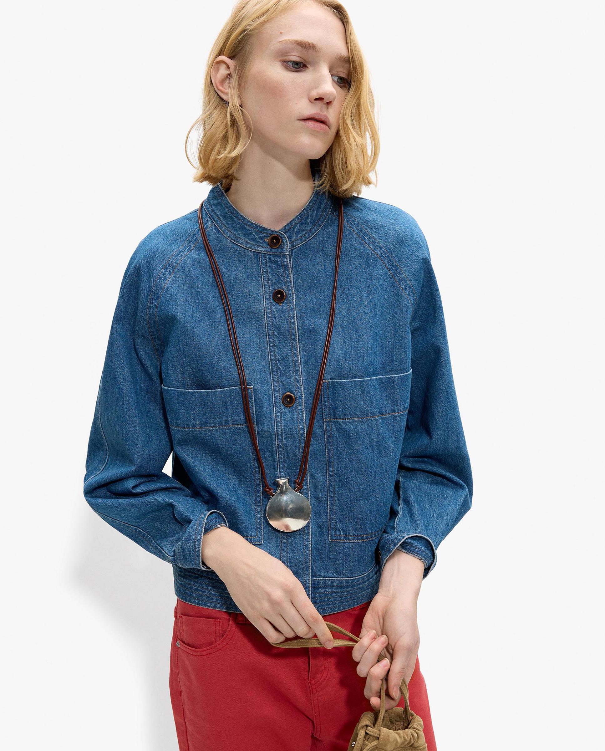 Parfois - Camisa de mujer vaquera 100% algodón con cuello mao.