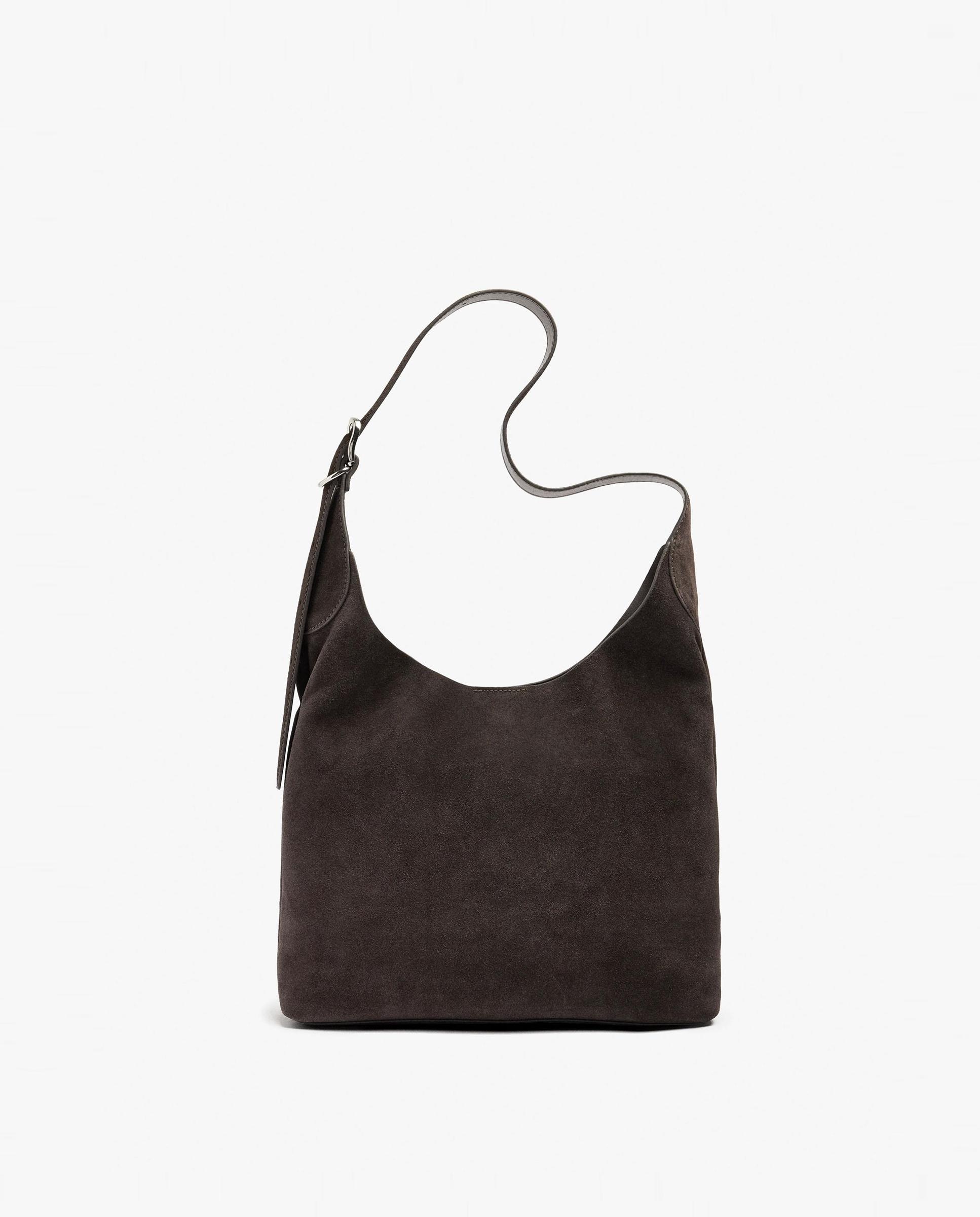 Bolso de hombro de piel con cierre imantado en liso - Parfois - Marrón oscuro Marrón oscuro-1