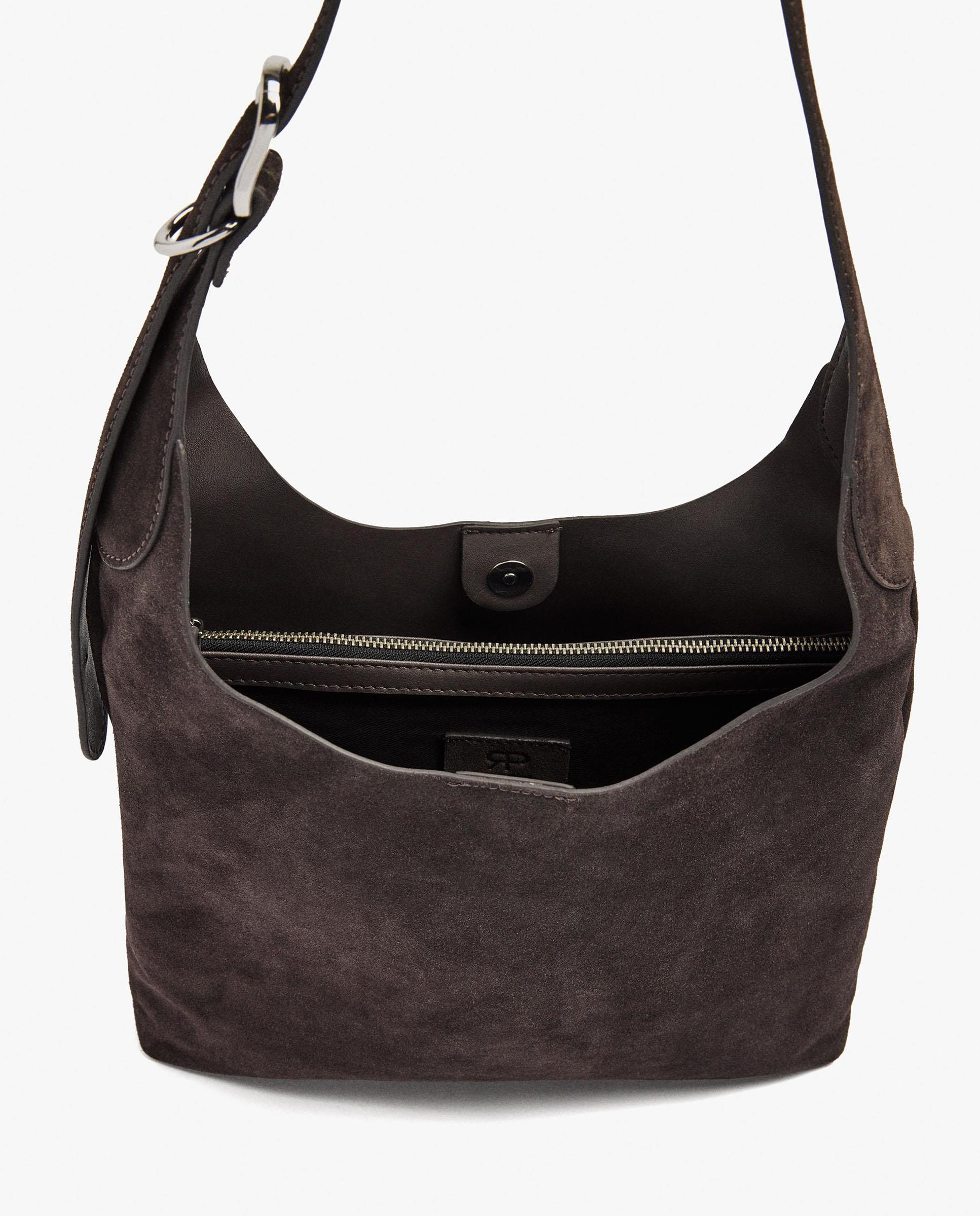 Bolso de hombro de piel con cierre imantado en liso - Parfois - Marrón oscuro Marrón oscuro-4
