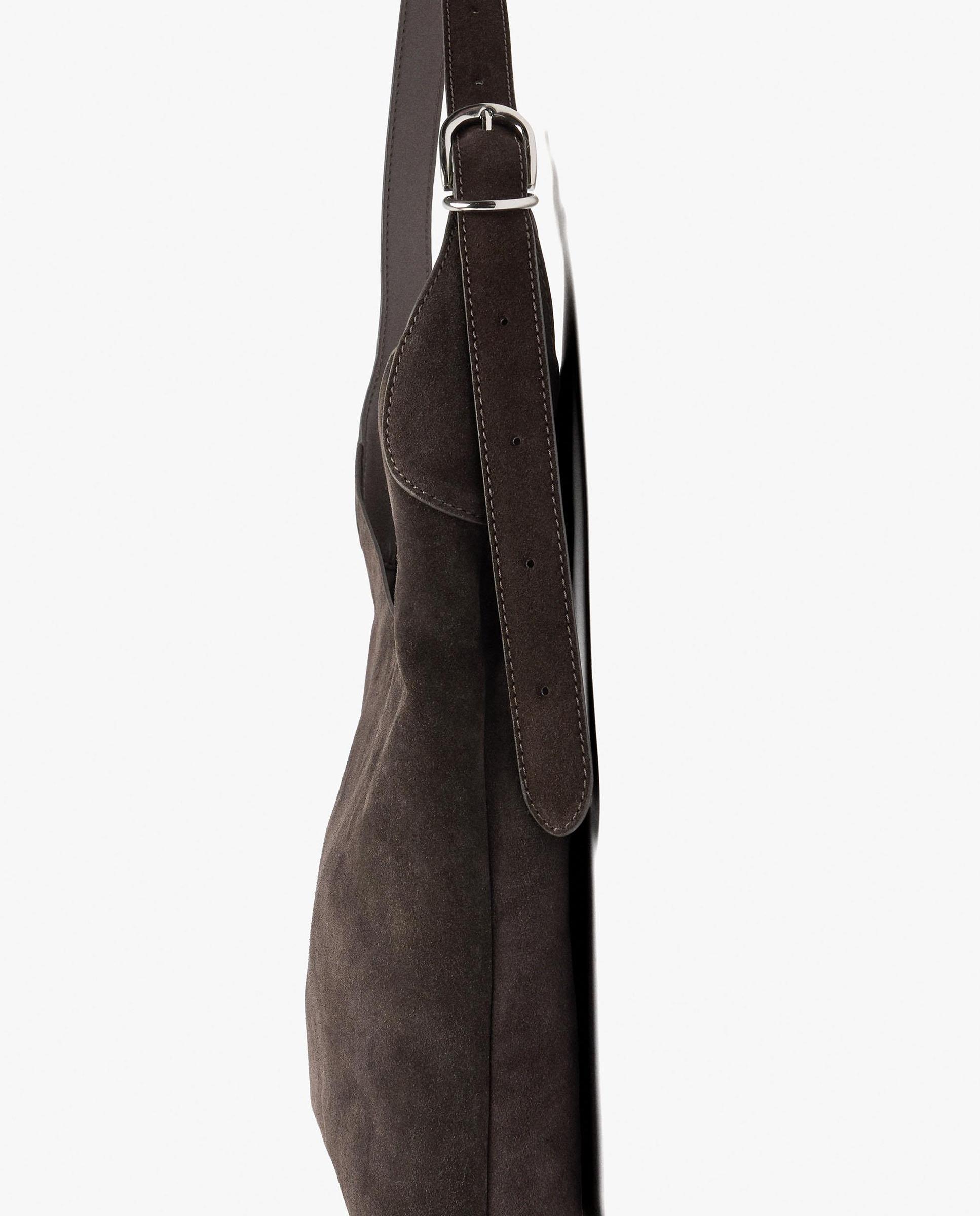 Bolso de hombro de piel con cierre imantado en liso - Parfois - Marrón oscuro Marrón oscuro-5