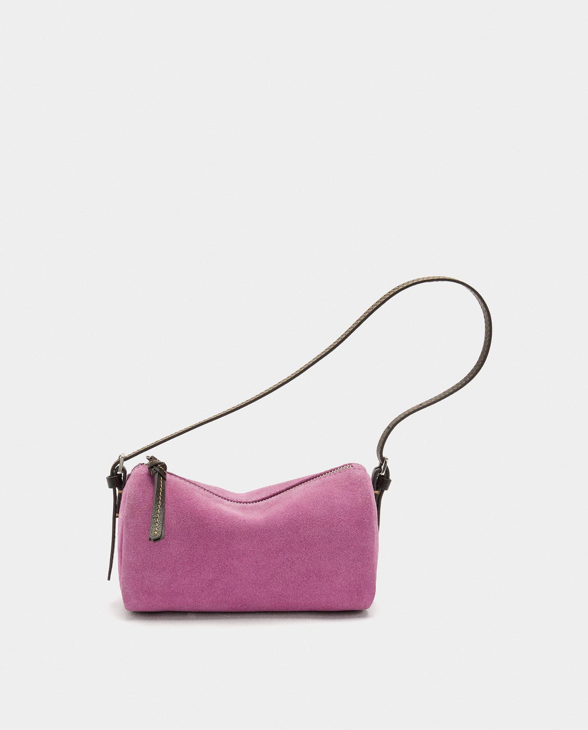 Bandolera de mujer de piel con cierre de cremallera en liso - Parfois - Rosa Rosa-1
