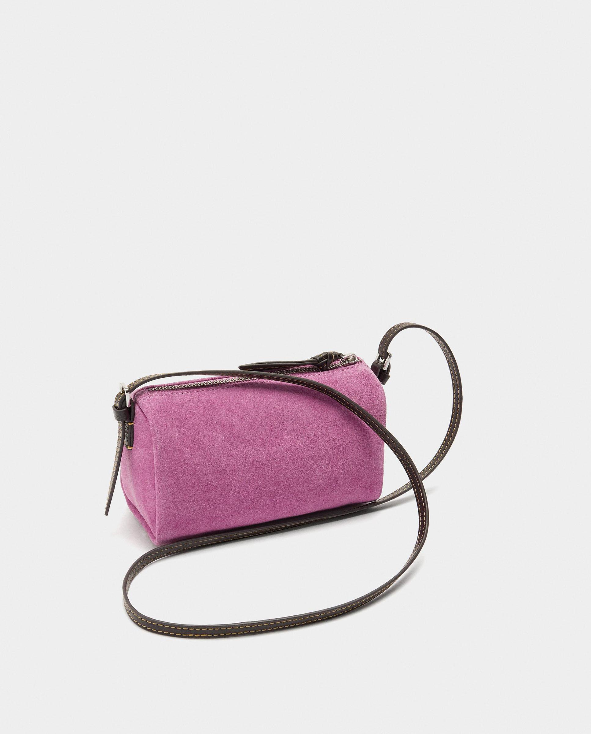 Bandolera de mujer de piel con cierre de cremallera en liso - Parfois - Rosa Rosa-2