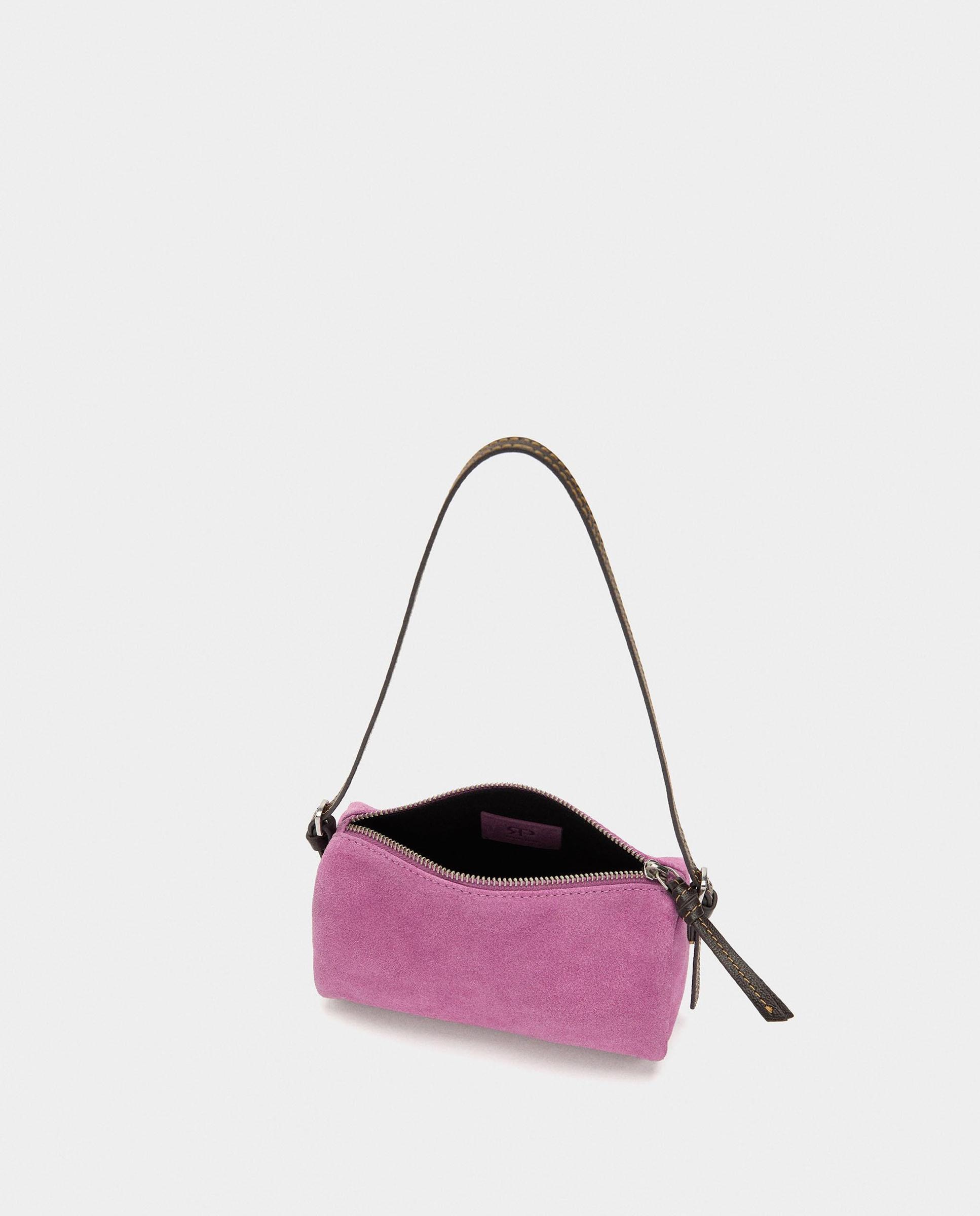 Bandolera de mujer de piel con cierre de cremallera en liso - Parfois - Rosa Rosa-4