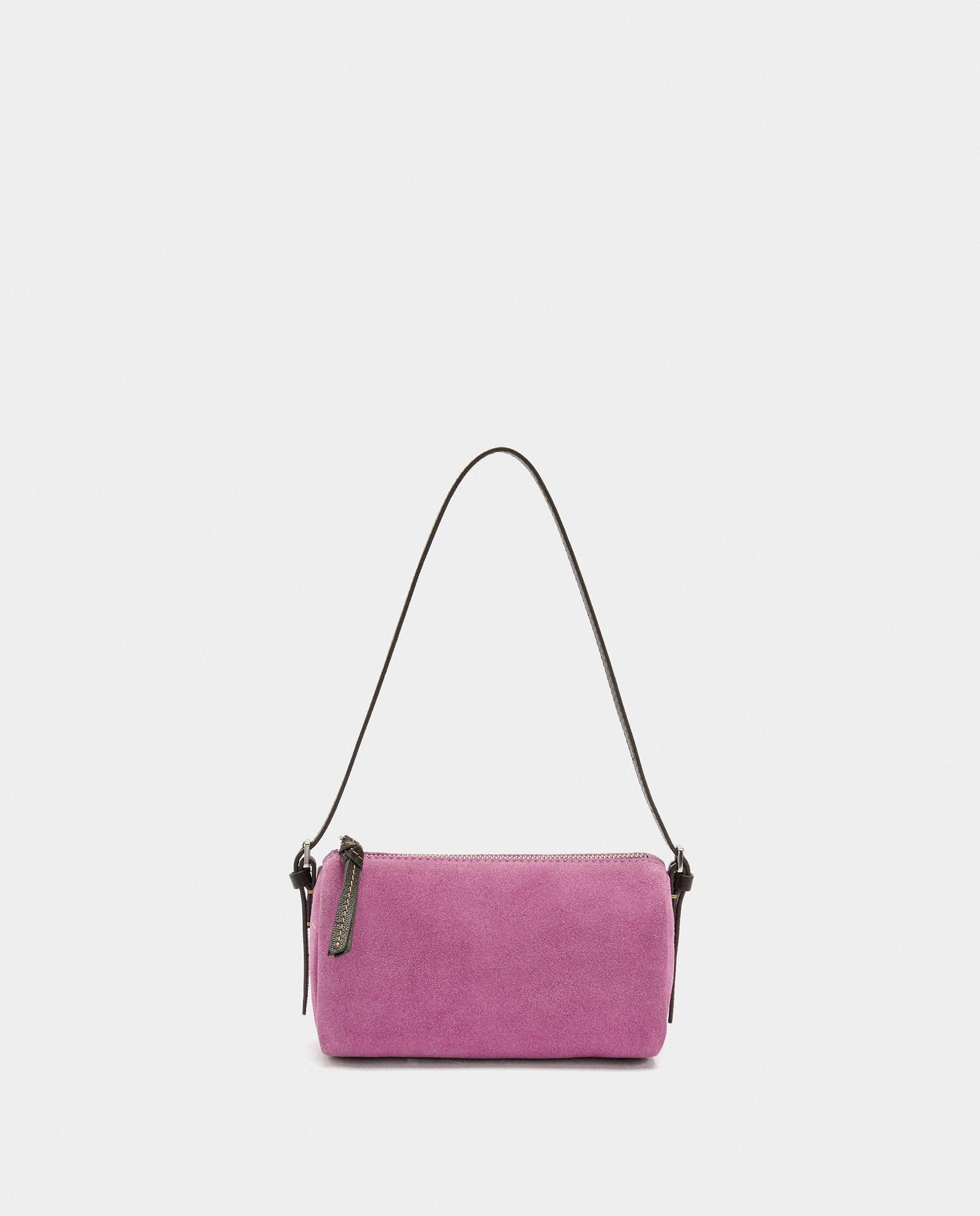 Bandolera de mujer de piel con cierre de cremallera en liso - Parfois - Rosa Rosa-5