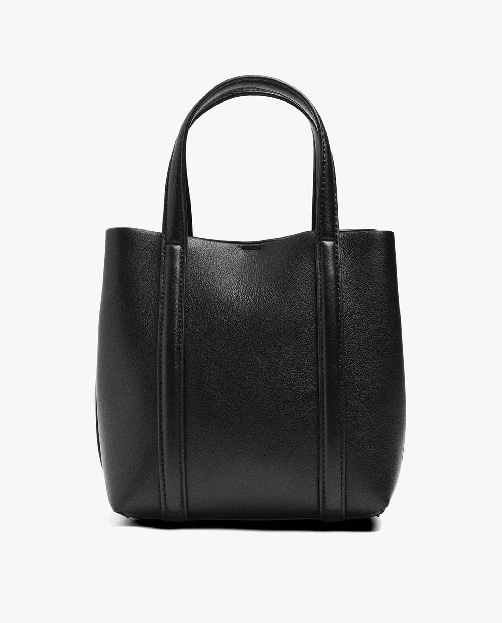 Bolso de mano estilo tote convertible a bandolera con cierre de cremallera en liso - Parfois - Negro Negro-1