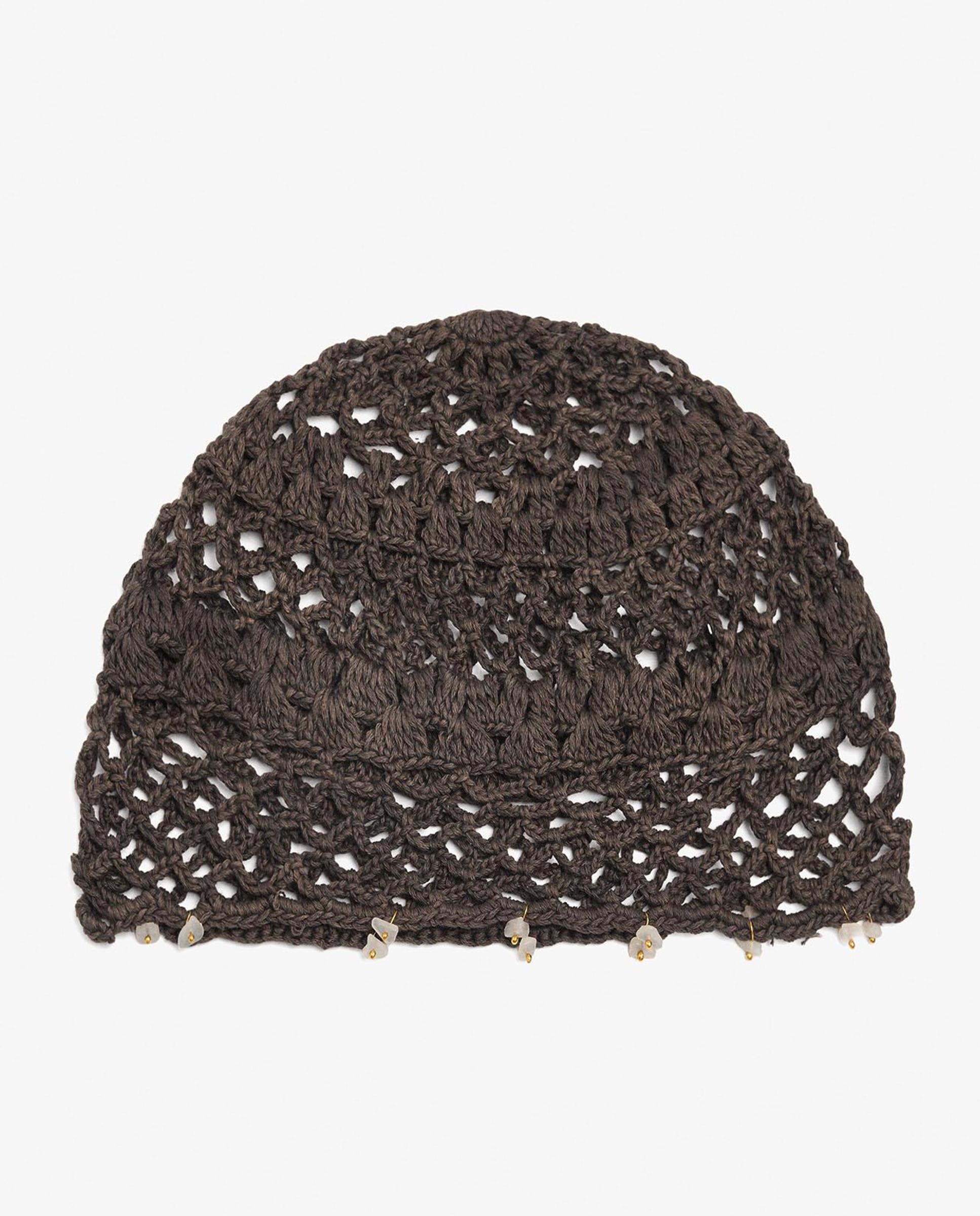 Gorro de mujer de crochet con cuentas decorativas - Parfois - Marrón oscuro Marrón oscuro-1