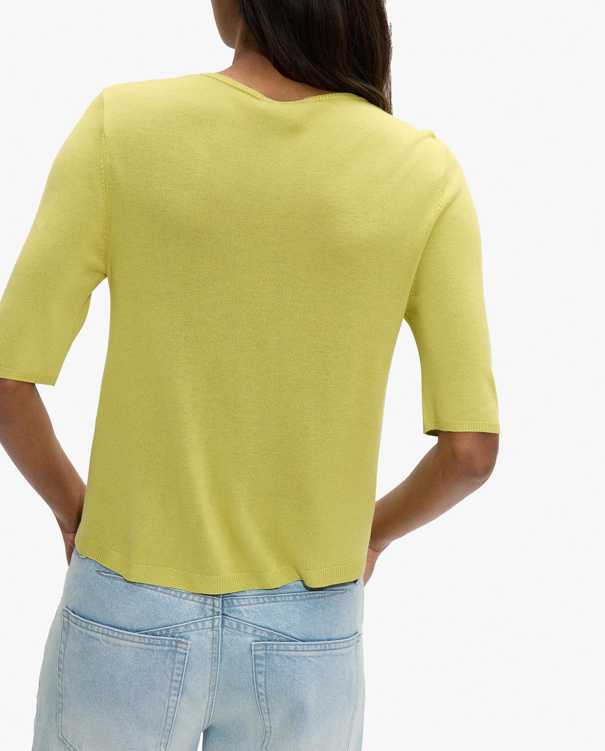 Jersey de mujer 100% viscosa de punto de manga corta con cuello pico - Parfois - Lima Lima-4