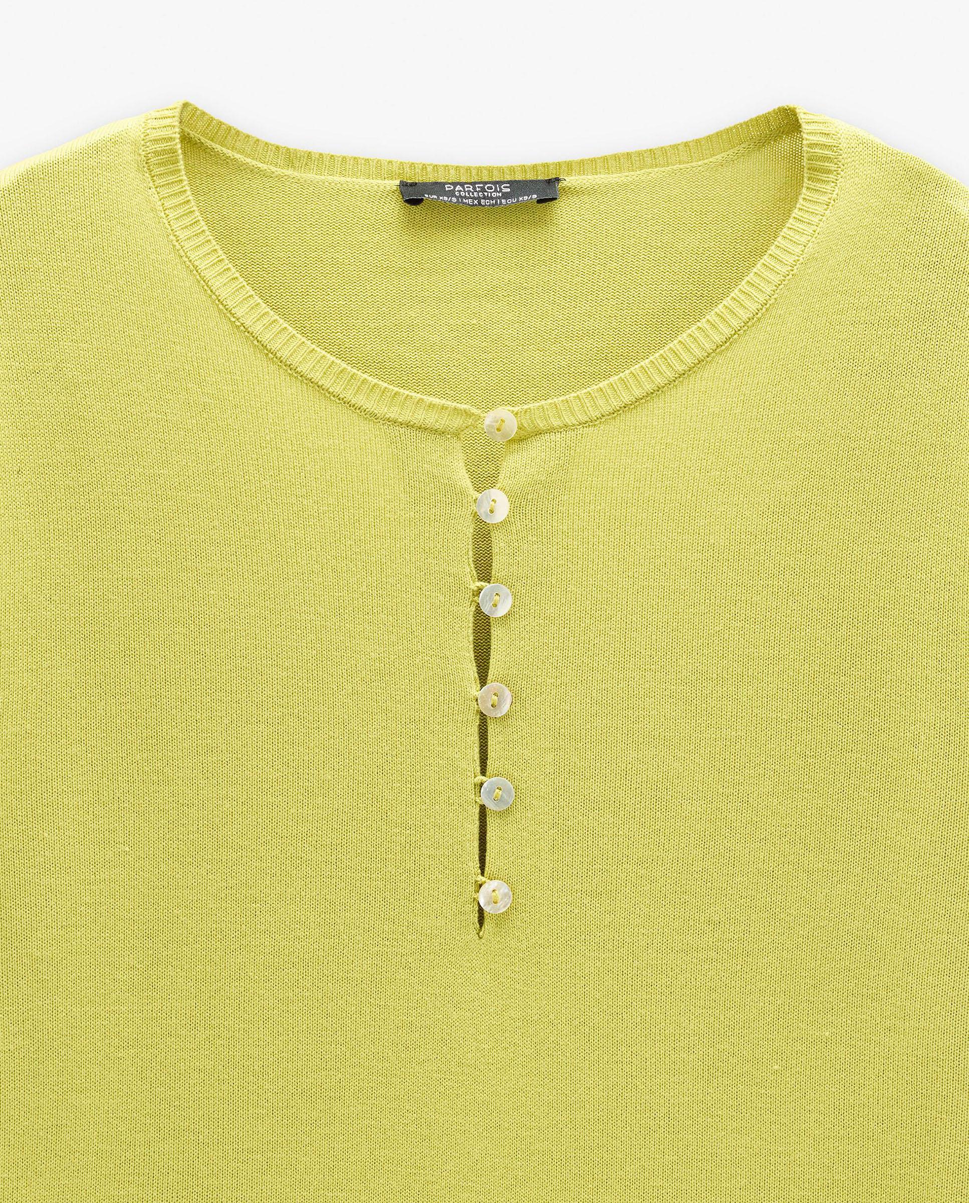 Jersey de mujer 100% viscosa de punto de manga corta con cuello pico - Parfois - Lima Lima-5