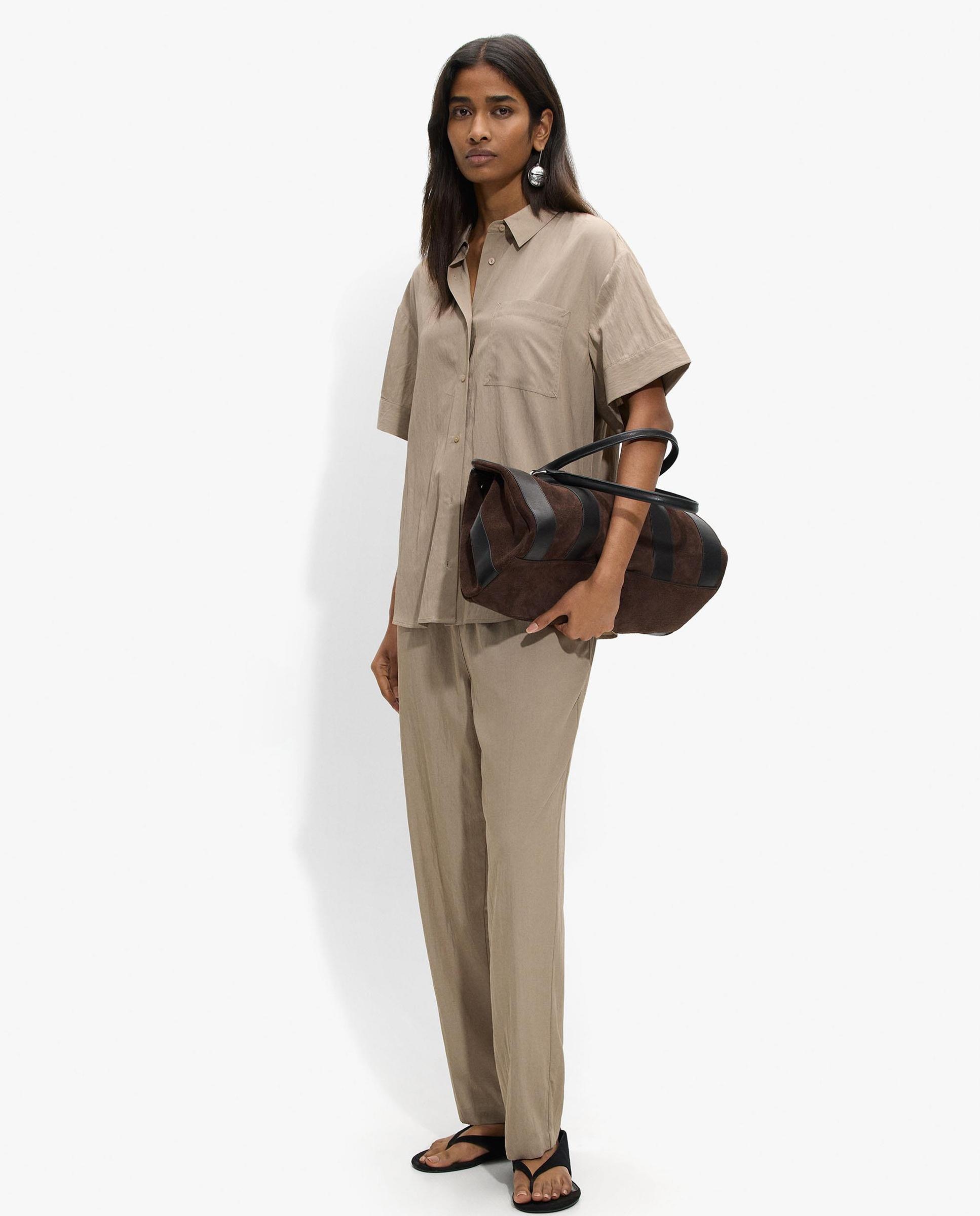 Parfois - Pantalones anchos de mujer con efecto arrugado en liso.