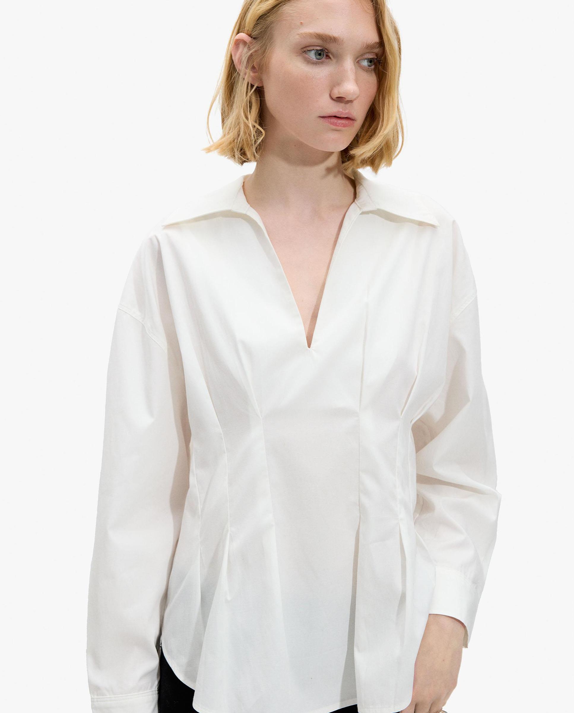 Parfois - Camisa de mujer de manga larga con fruncido central.