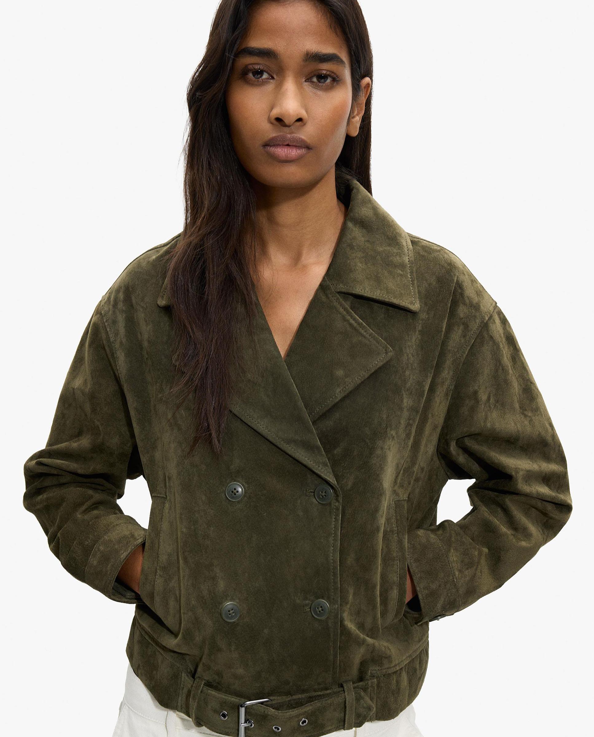 Parfois - Chaqueta de mujer 100% piel con cierre de botones.