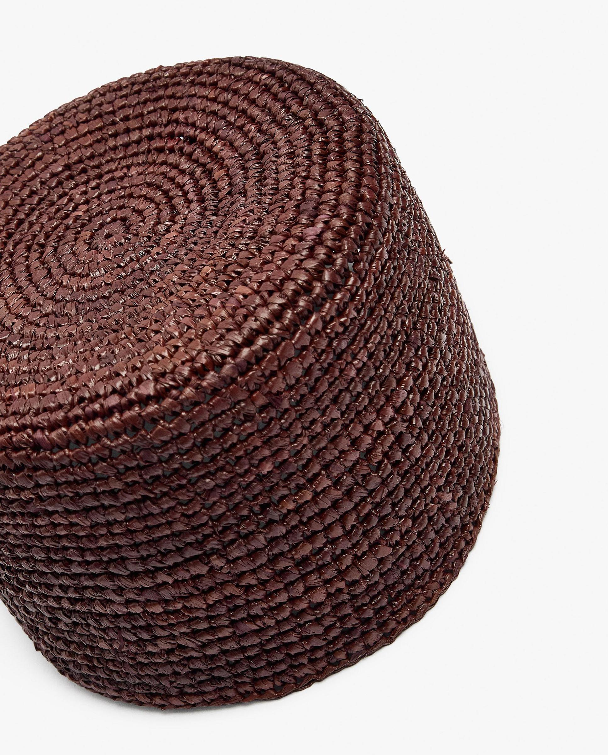 Gorro de mujer 100% rafia en liso - Parfois - Marrón oscuro Marrón oscuro-3