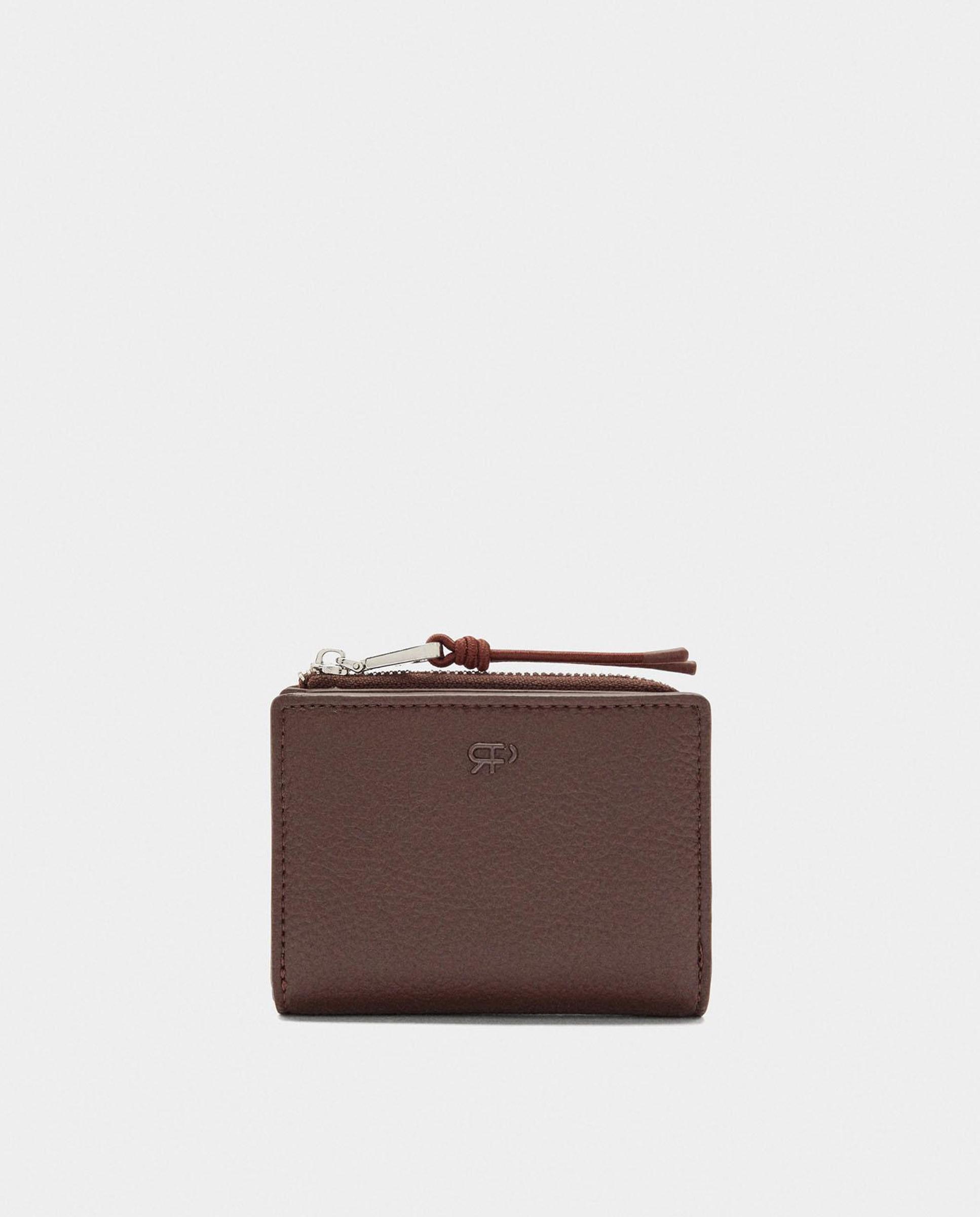 Cartera de mujer pequeña con cierre de cremallera en liso - Parfois - Marrón oscuro Marrón oscuro-1