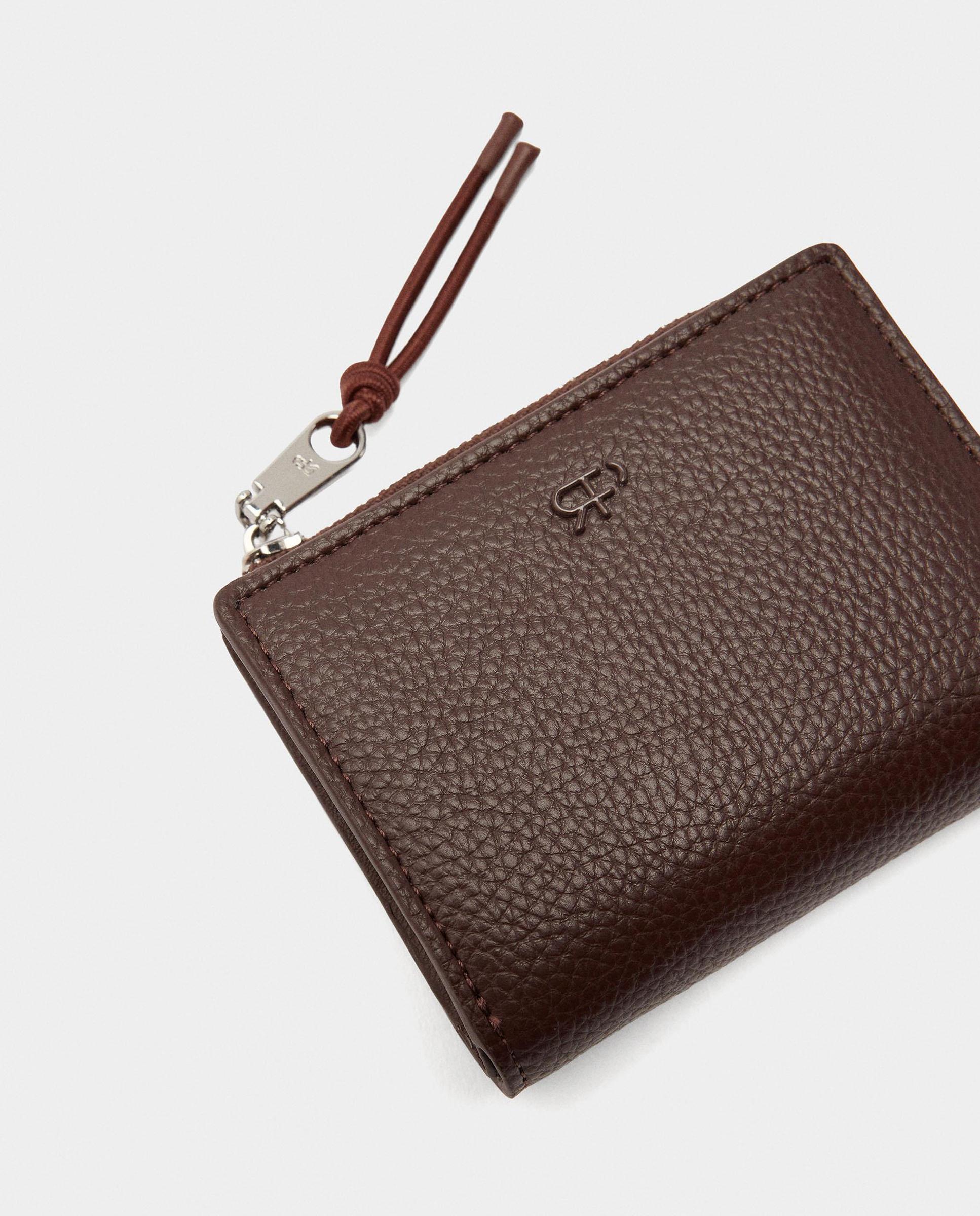 Cartera de mujer pequeña con cierre de cremallera en liso - Parfois - Marrón oscuro Marrón oscuro-3