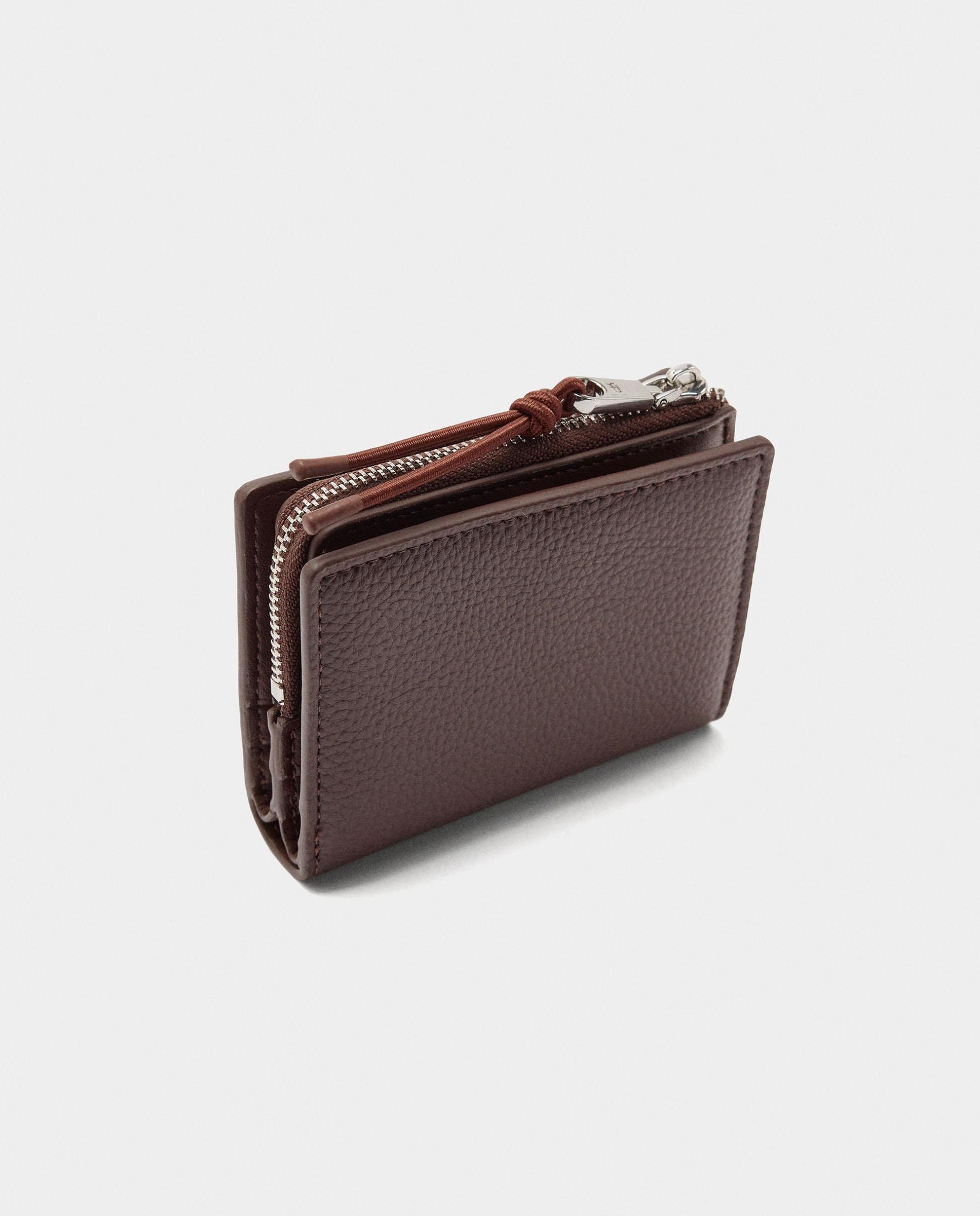 Cartera de mujer pequeña con cierre de cremallera en liso - Parfois - Marrón oscuro Marrón oscuro-2