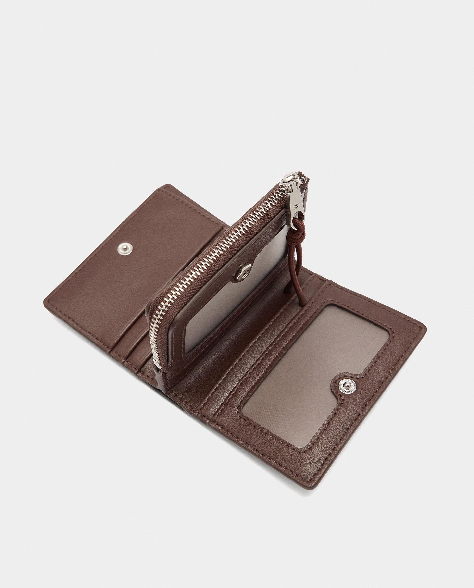 Cartera de mujer pequeña con cierre de cremallera en liso - Parfois - Marrón oscuro Marrón oscuro-4