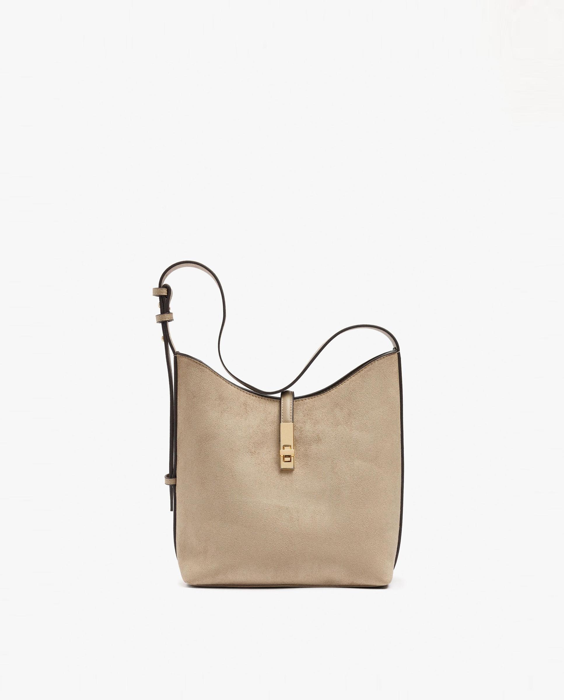 Bolso de hombro multiposición con neceser extraíble y cierre de botón en liso - Parfois - Topo Topo-1