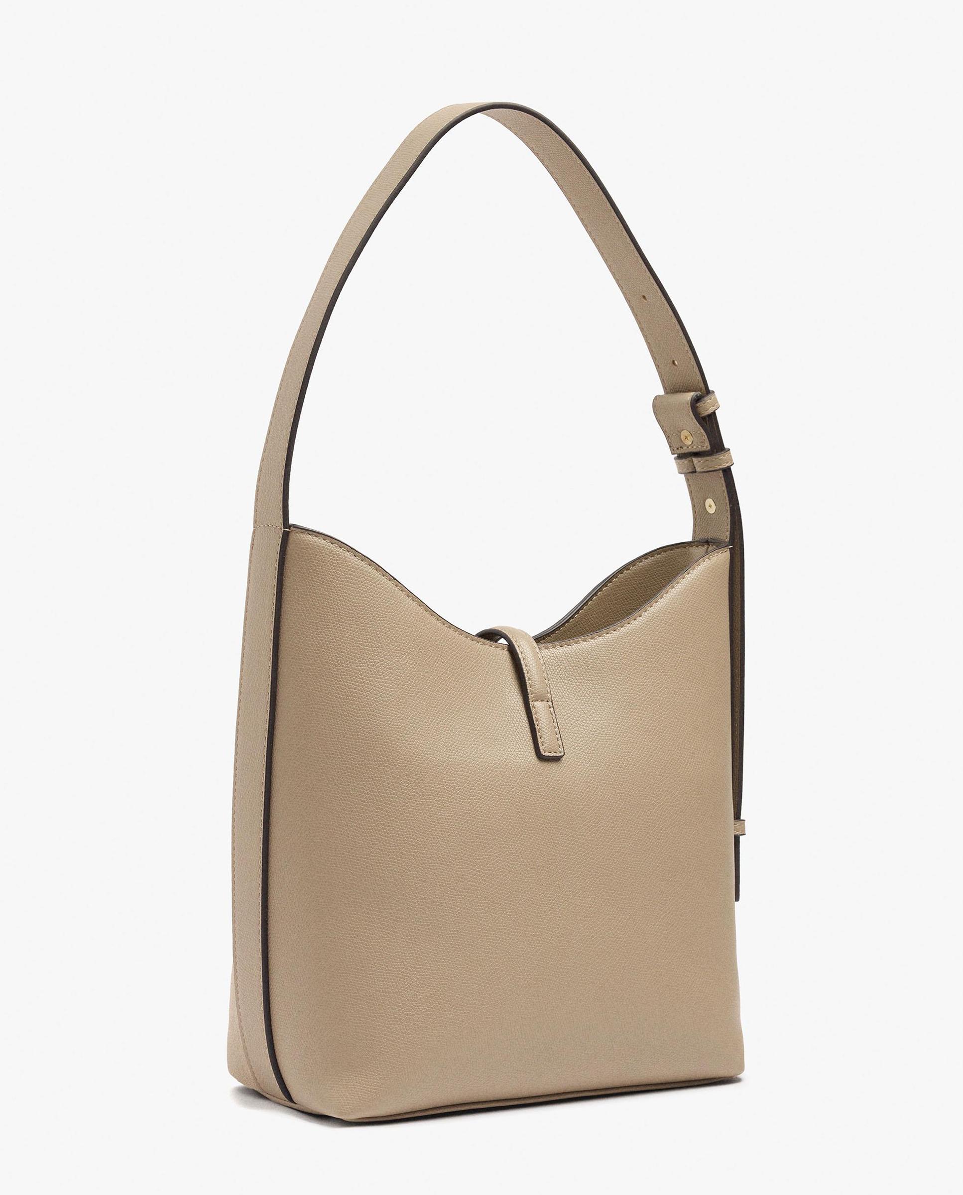 Bolso de hombro multiposición con neceser extraíble y cierre de botón en liso - Parfois - Topo Topo-4