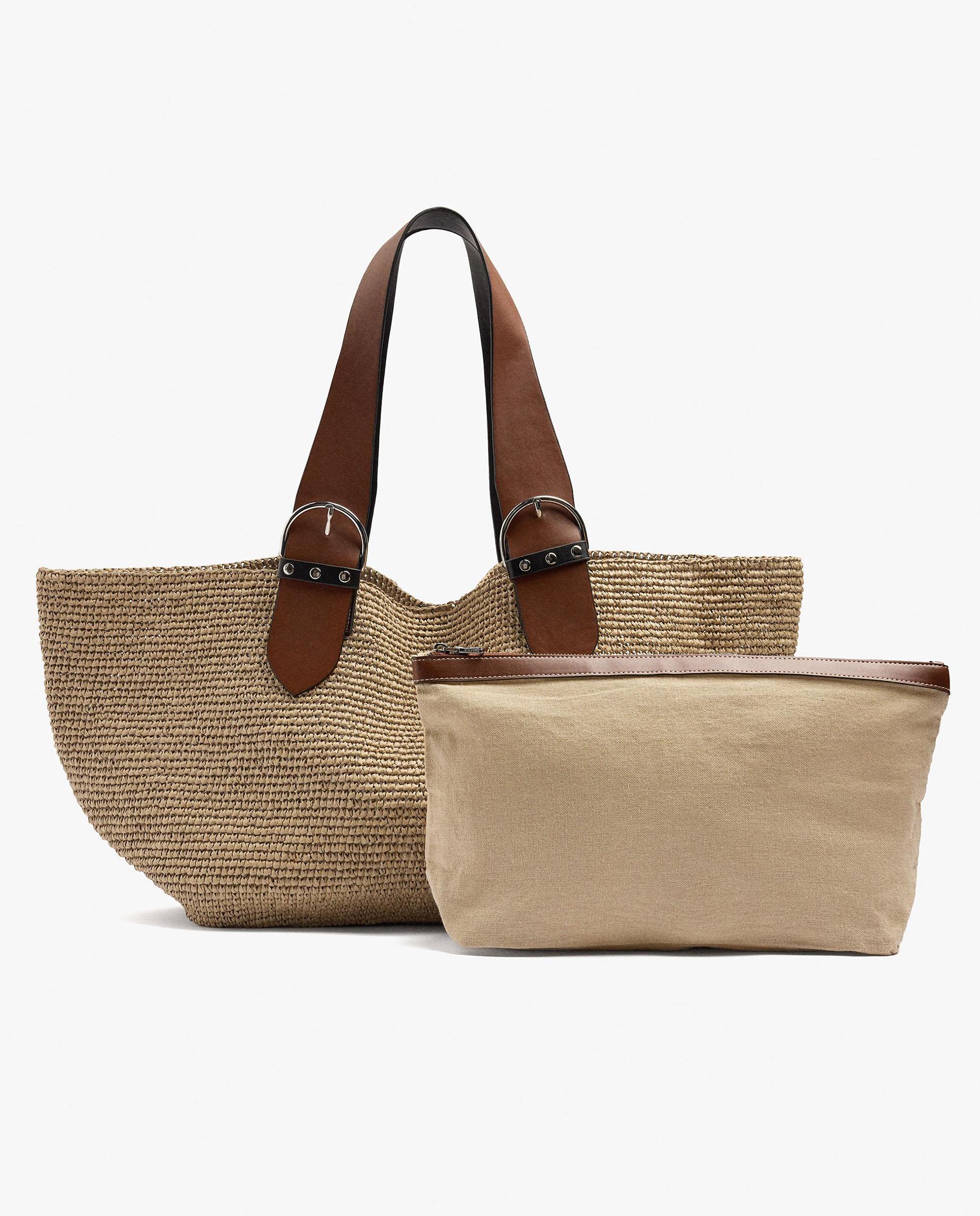Shopper grande con cierre de imán en liso - Parfois - Natural Natural-3