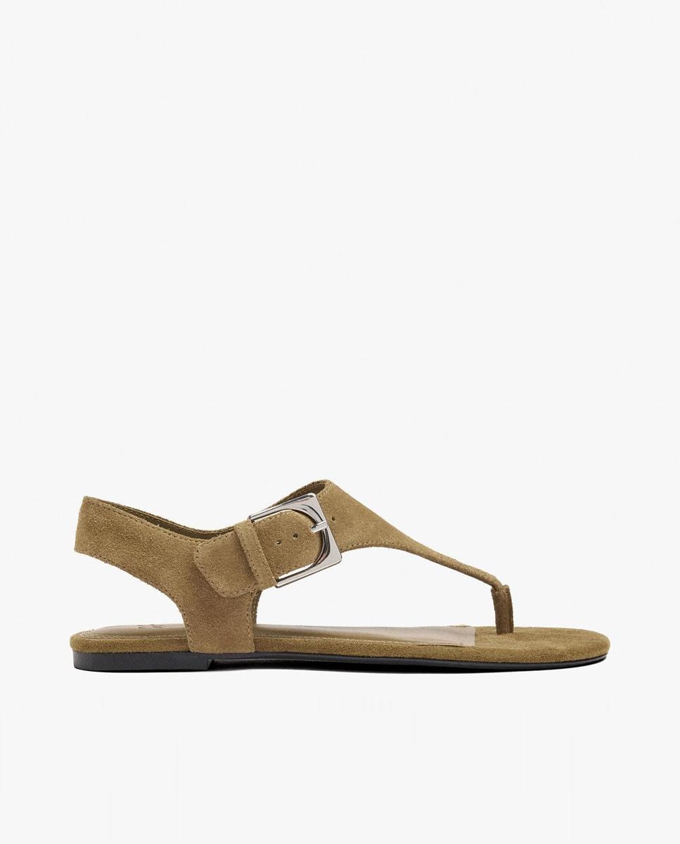 Parfois - Sandalias de dedo de mujer de piel con cierre de hebilla en liso.
