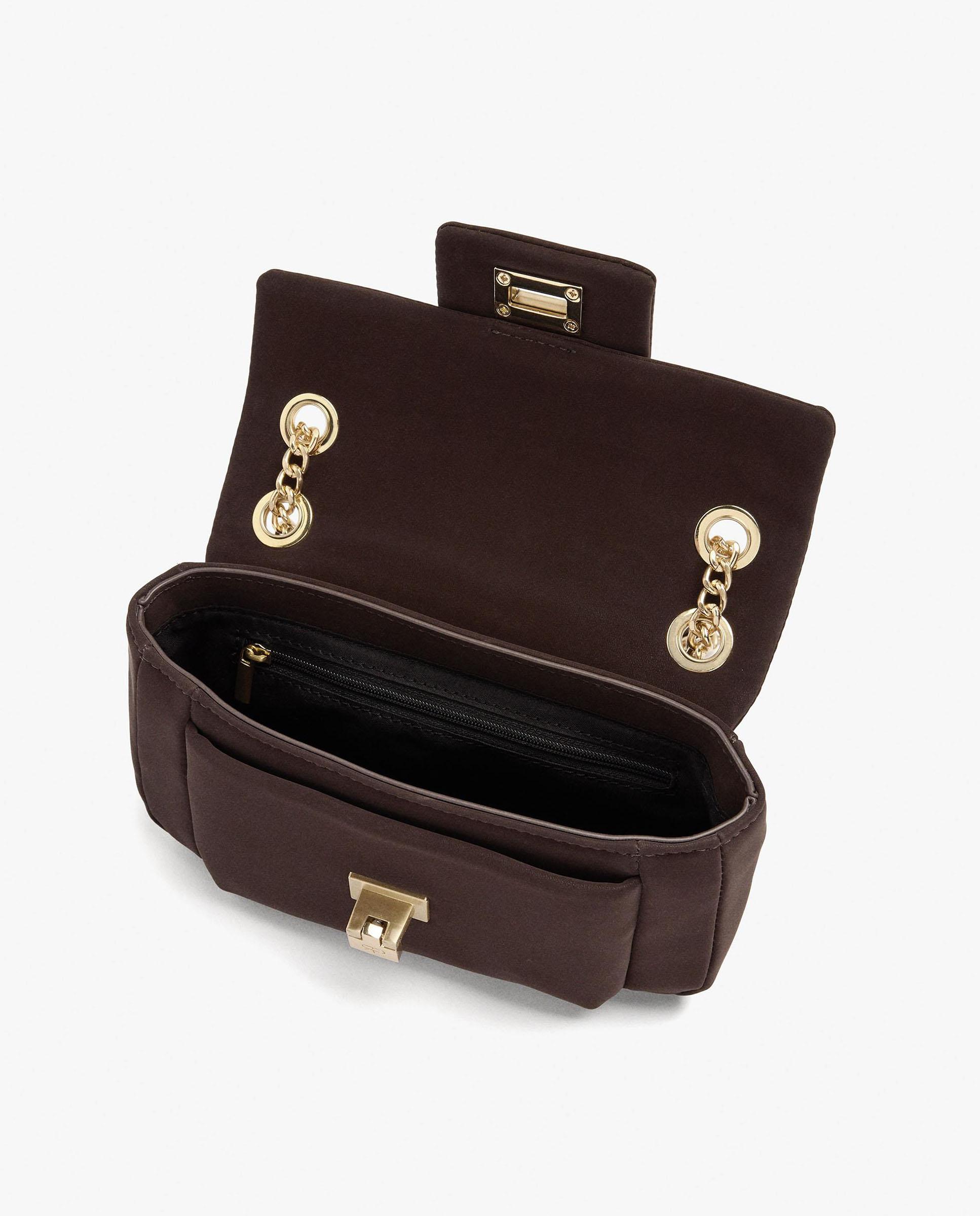 Bolso de hombro acolchado con cierre de botón en liso - Parfois - Marrón oscuro Marrón oscuro-5