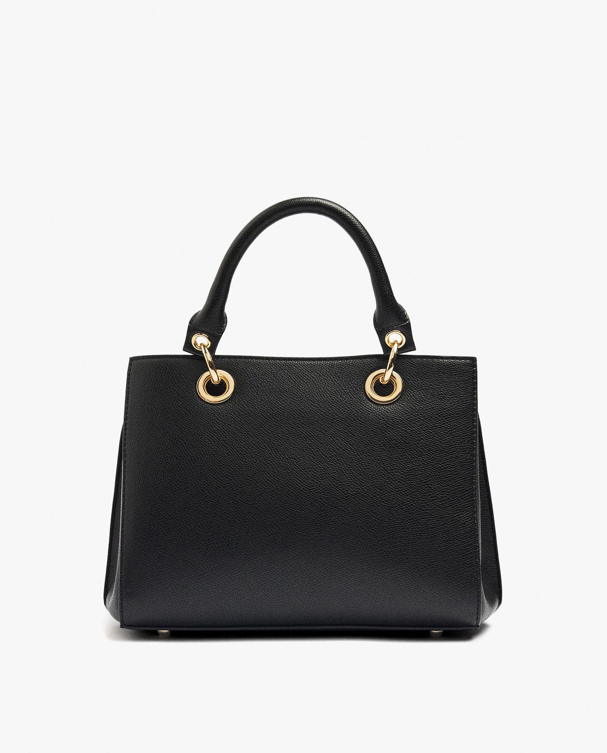 Bolso de mano estilo tote convertible a bandolera con varios compartimentos y cierre de cremallera en liso - Parfois - Negro Negro-1