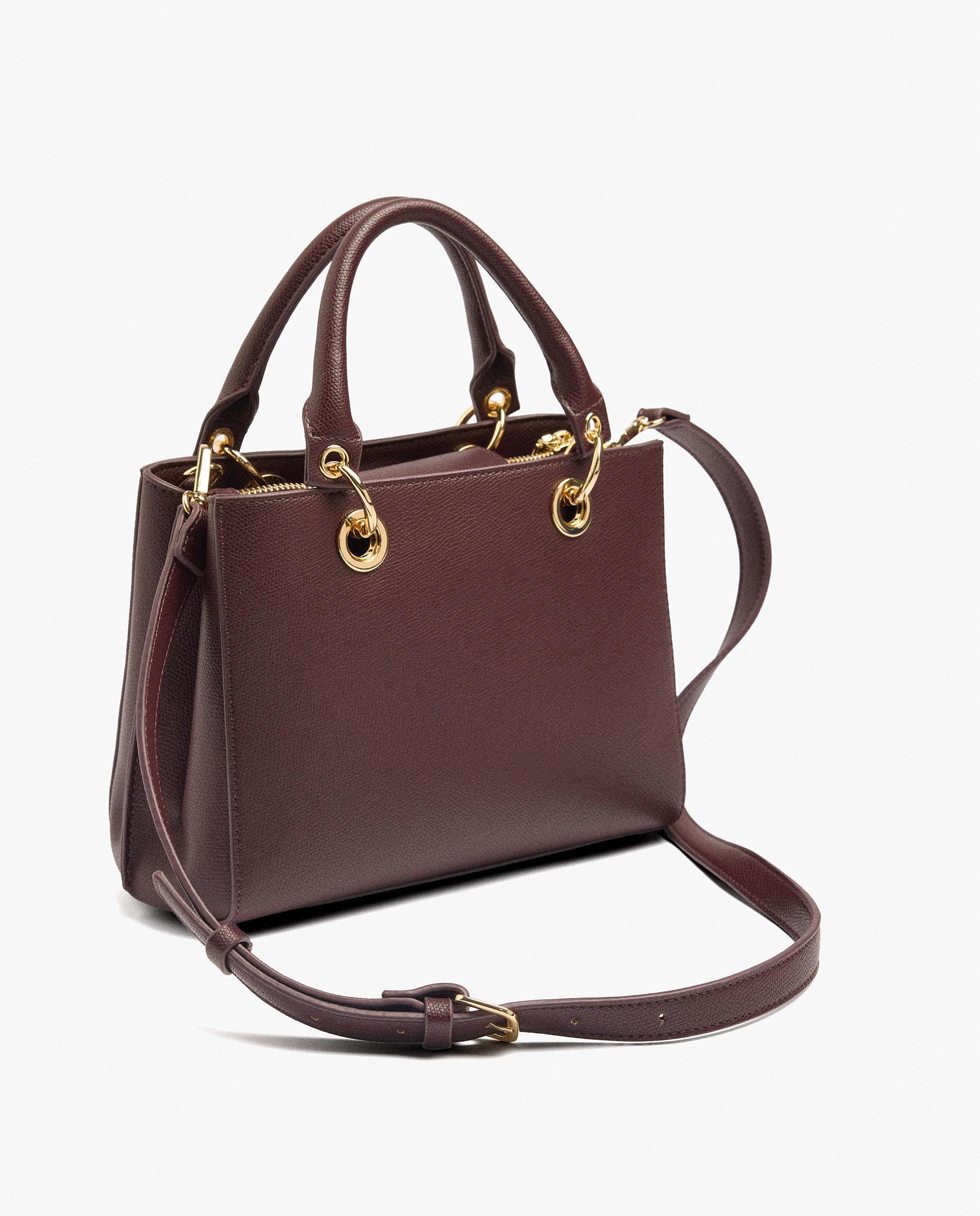 Bolso de mano estilo tote convertible a bandolera con cierre de cremallera en liso - Parfois - Burdeos Burdeos-2