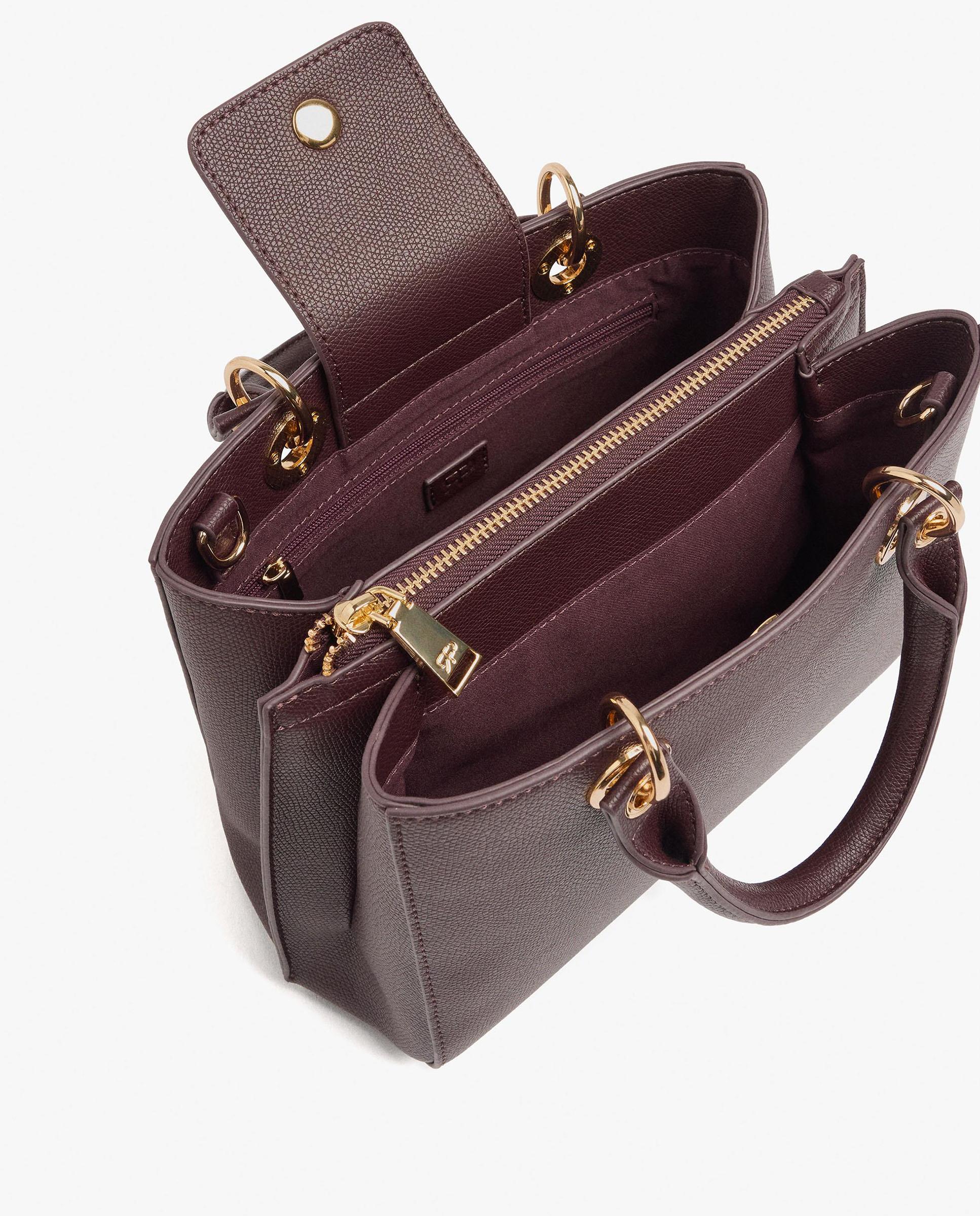 Bolso de mano estilo tote convertible a bandolera con cierre de cremallera en liso - Parfois - Burdeos Burdeos-4