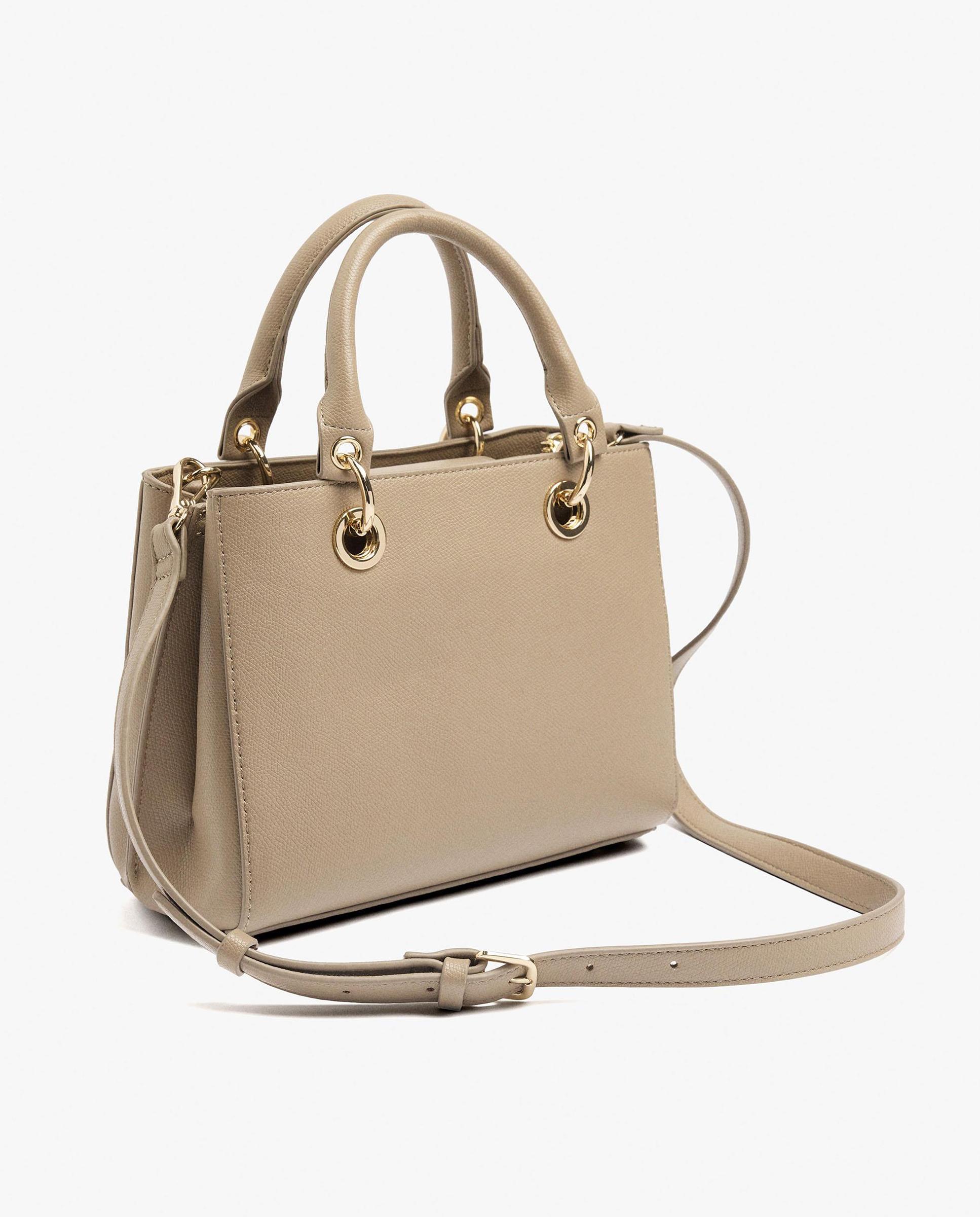 Bolso de mano estilo tote convertible a bandolera con cierre de cremallera en liso - Parfois - Topo Topo-2