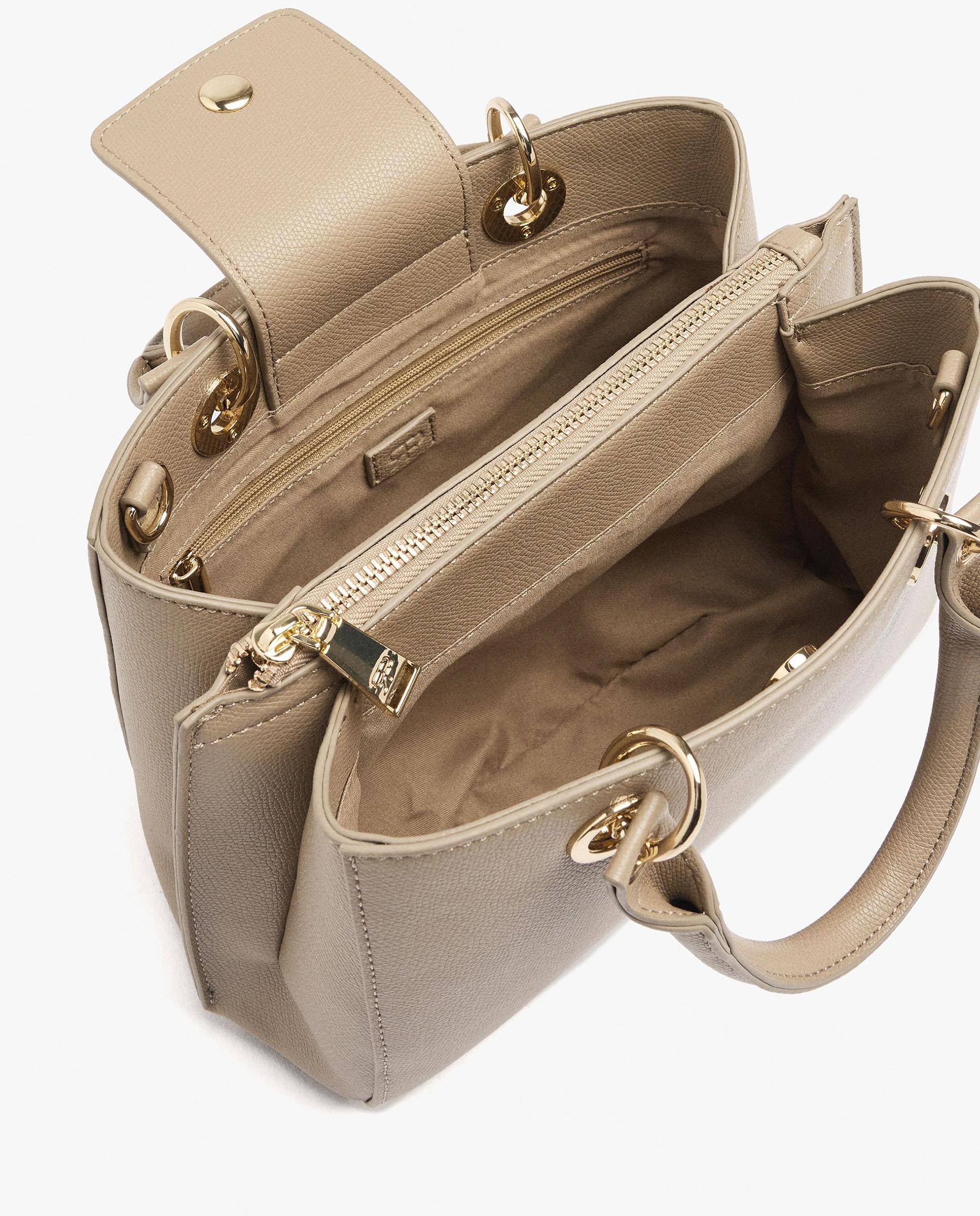 Bolso de mano estilo tote convertible a bandolera con cierre de cremallera en liso - Parfois - Topo Topo-4