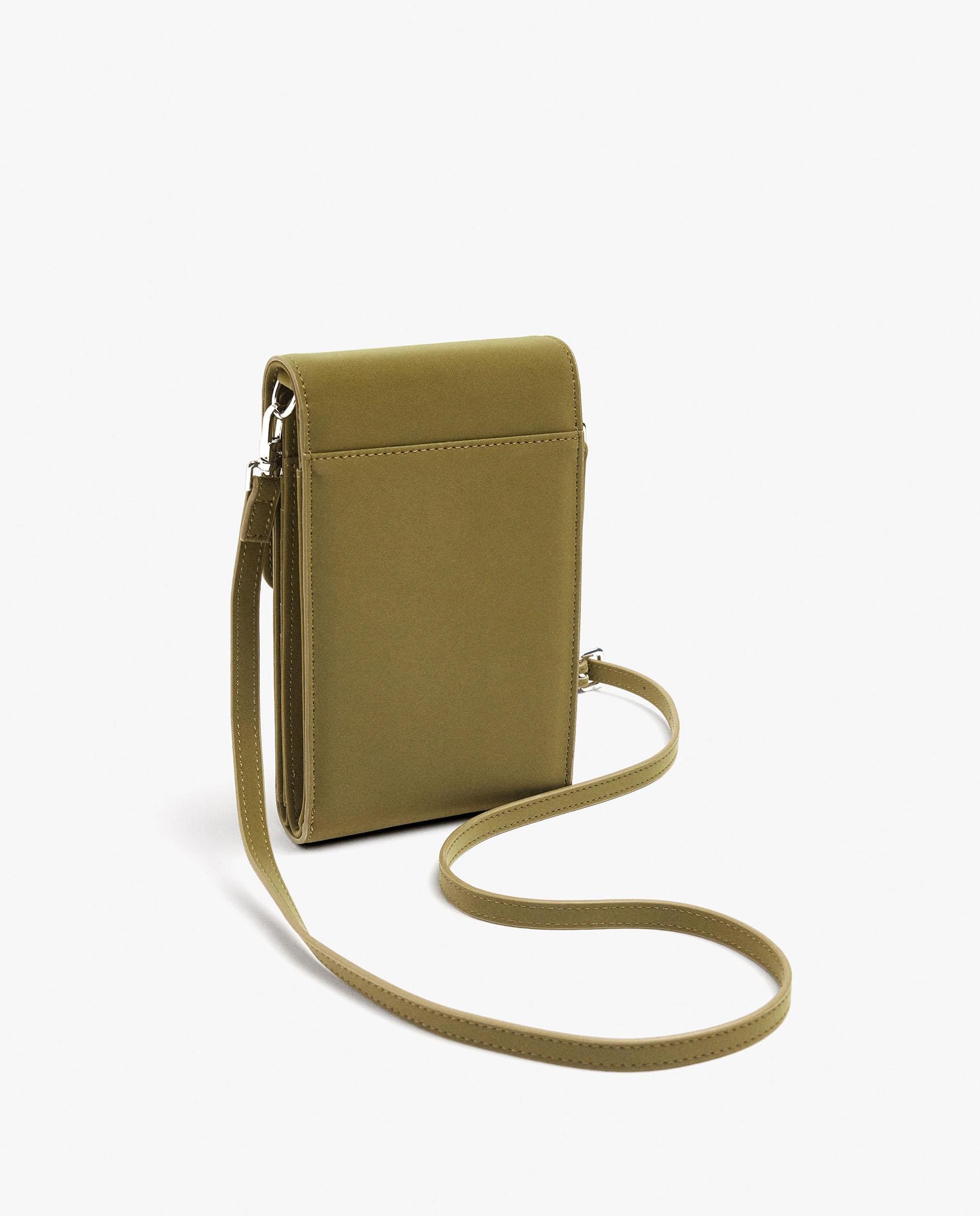 Bolso para móvil convertible a bandolera con cierre de botón en liso - Parfois - Kaki Kaki-2