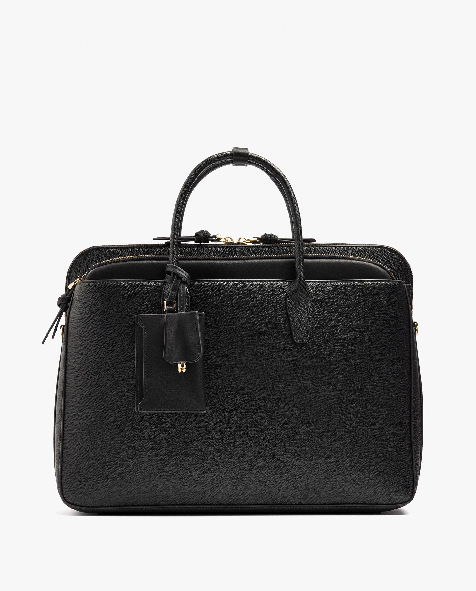 Portadocumentos de mujer convertible a bandolera con neceser extraíble y varios compartimentos en liso - Parfois - Negro Negro-1