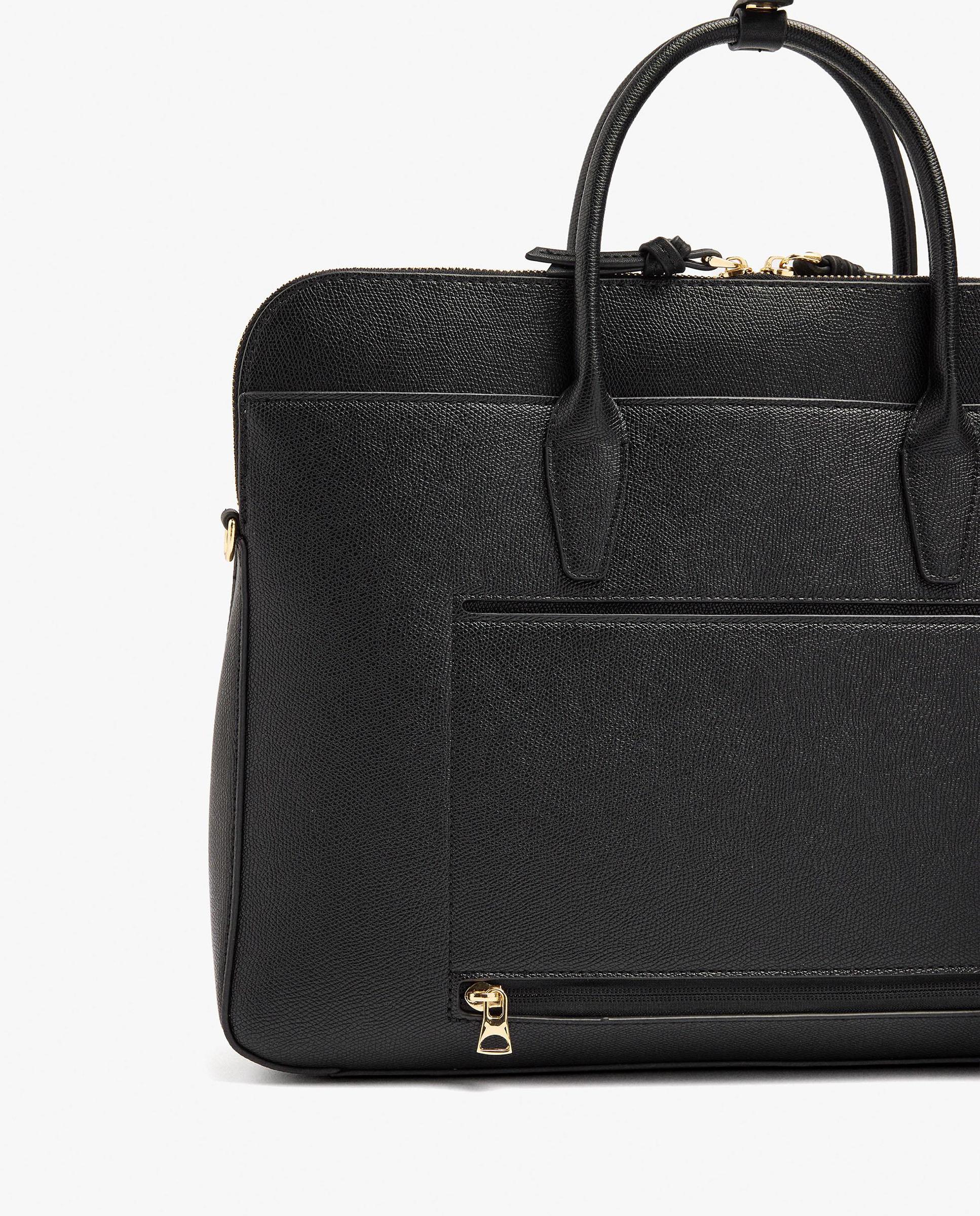 Portadocumentos de mujer convertible a bandolera con neceser extraíble y varios compartimentos en liso - Parfois - Negro Negro-4
