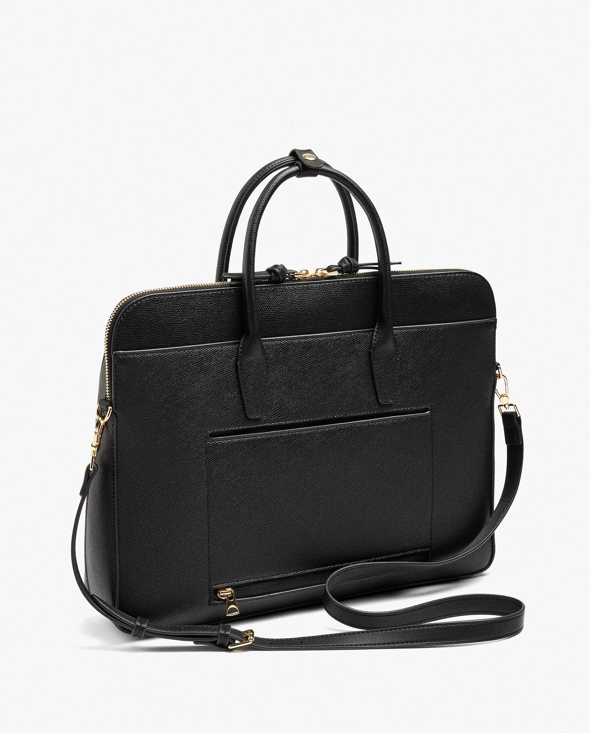 Portadocumentos de mujer convertible a bandolera con neceser extraíble y varios compartimentos en liso - Parfois - Negro Negro-5