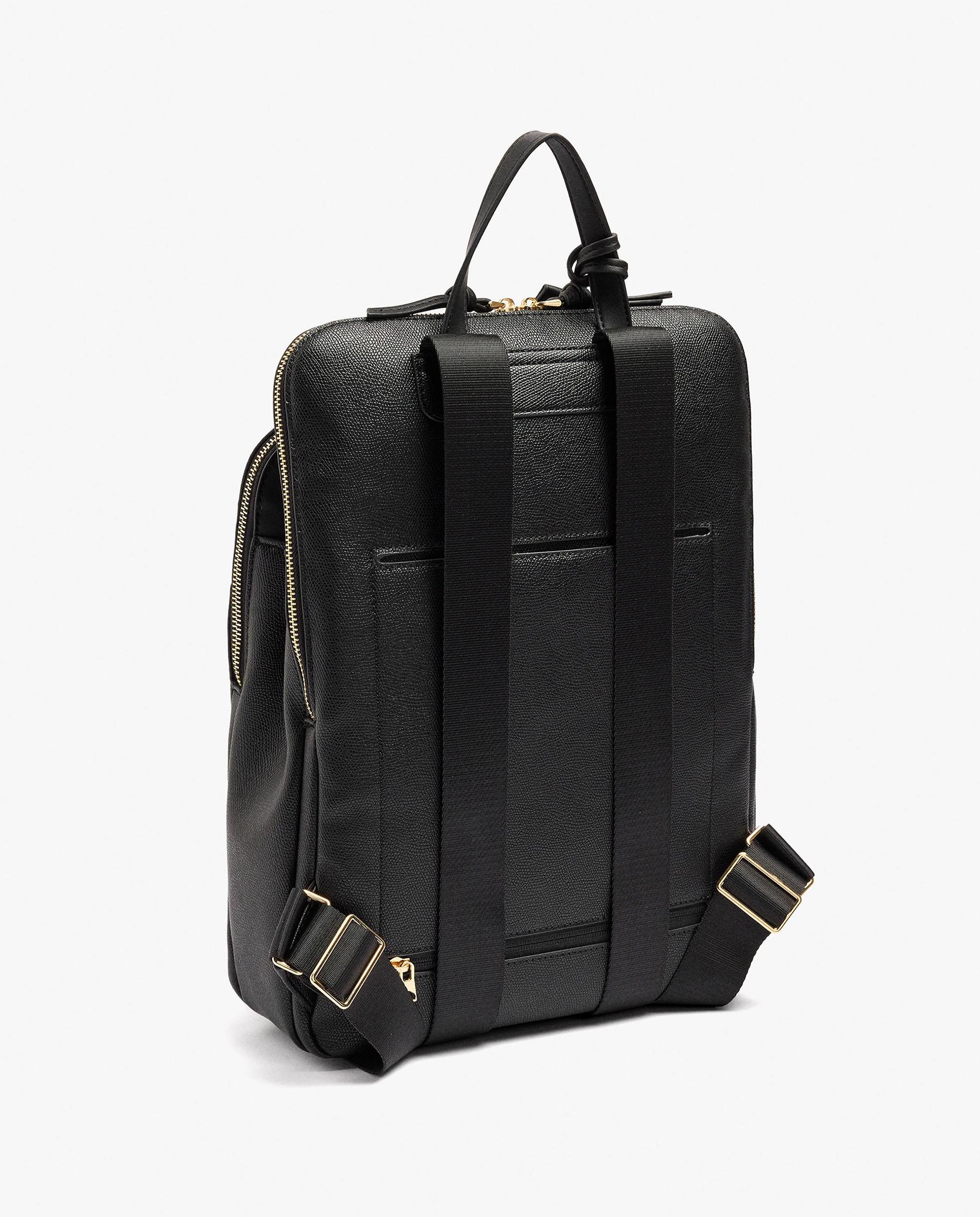 Mochila de mujer con varios compartimentos y monedero extraíble con cierre de cremallera en liso - Parfois - Negro Negro-2