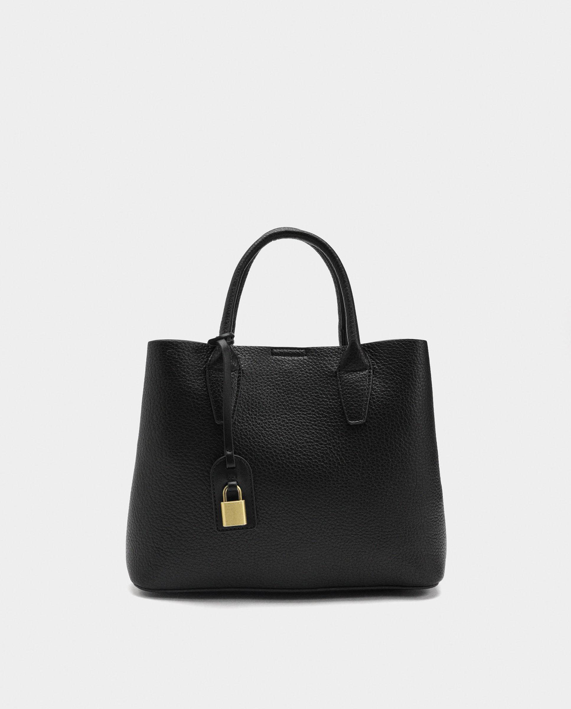 Bolso de mano estilo tote convertible a bandolera con cierre de cremallera en liso - Parfois - Negro Negro-1