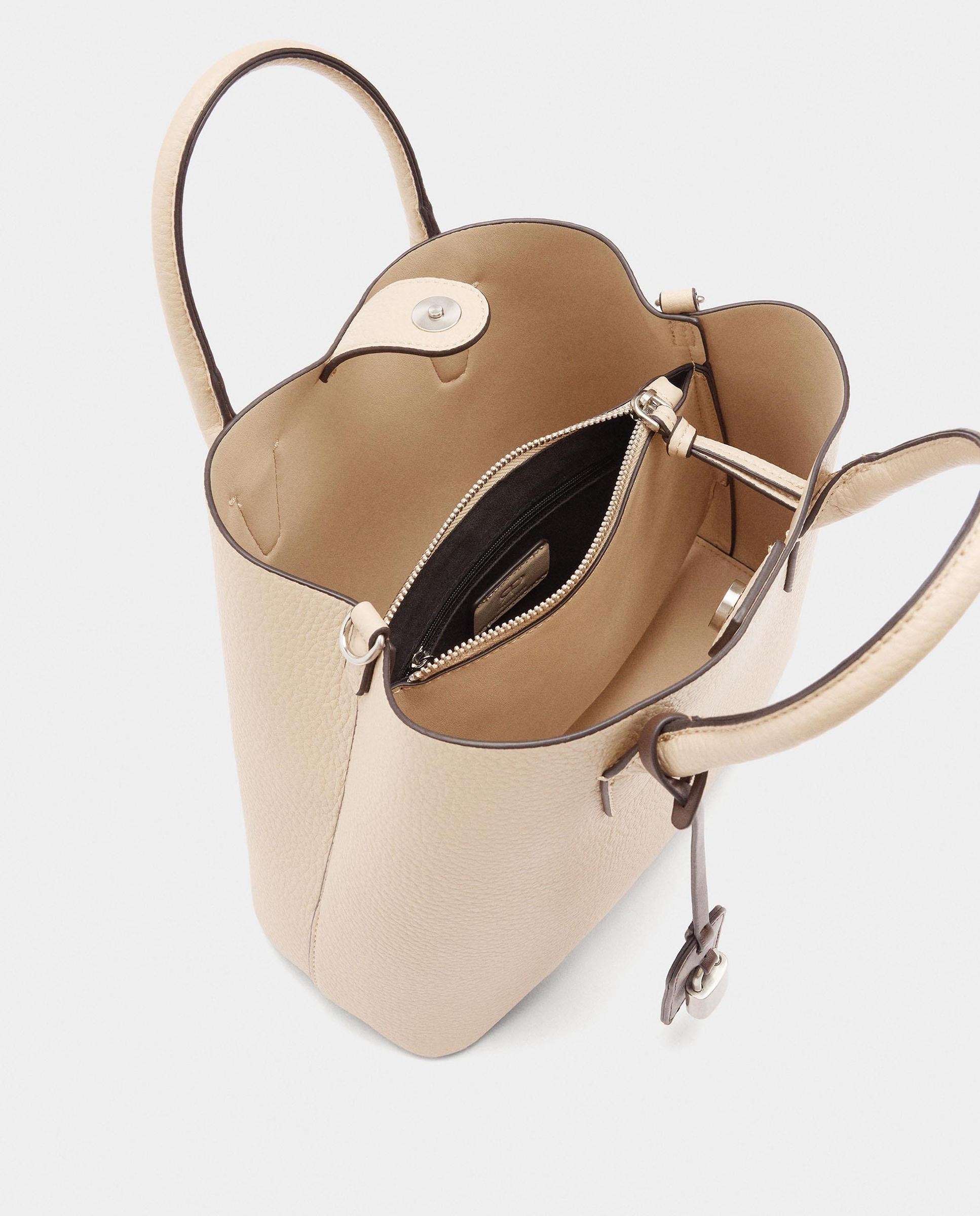 Bolso de mano estilo tote convertible a bandolera con cierre imantado en liso - Parfois - Beige Beige-5