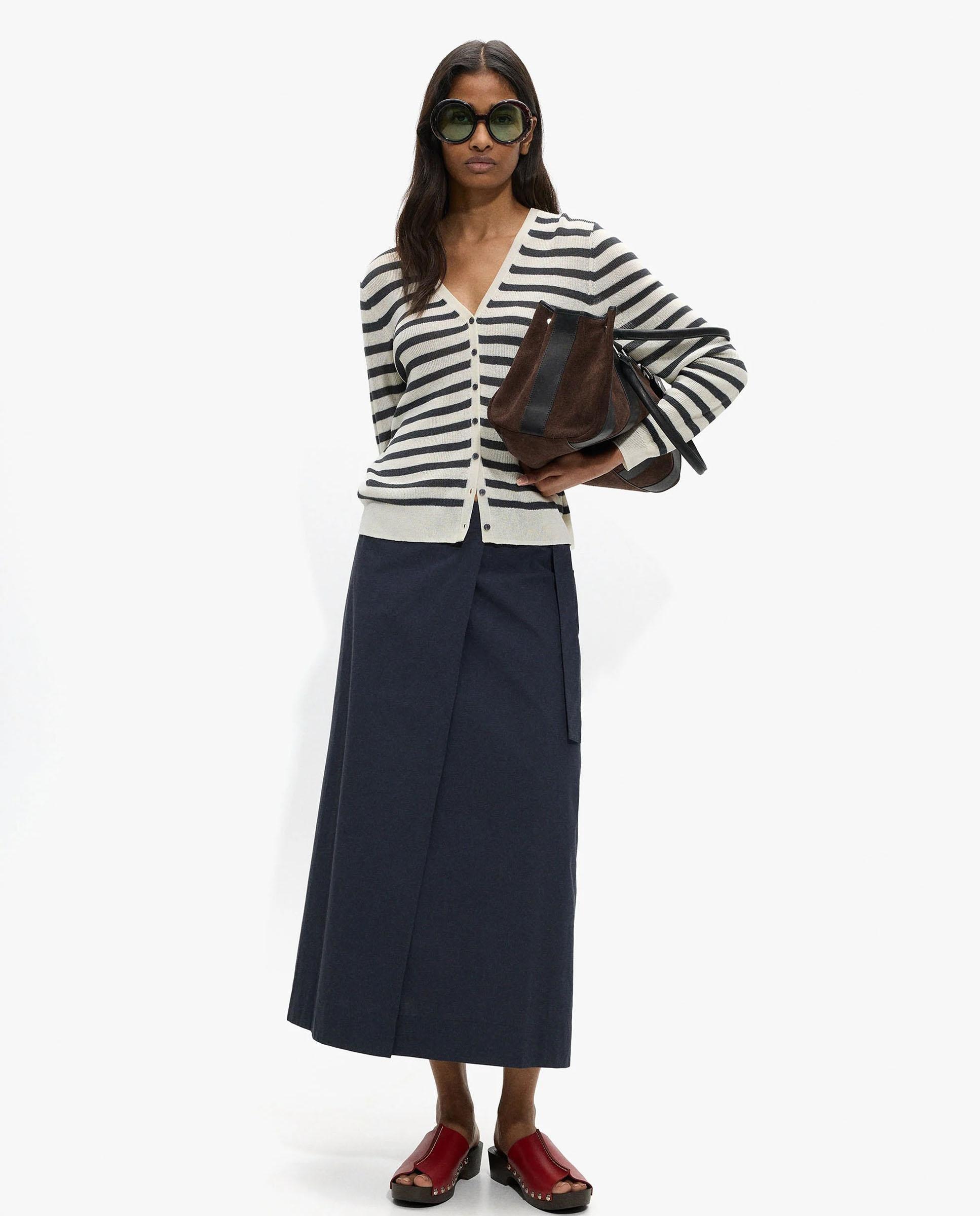 Cárdigan de mujer de punto con cierre de botones y estampado de rayas - Parfois - Negro Negro-2