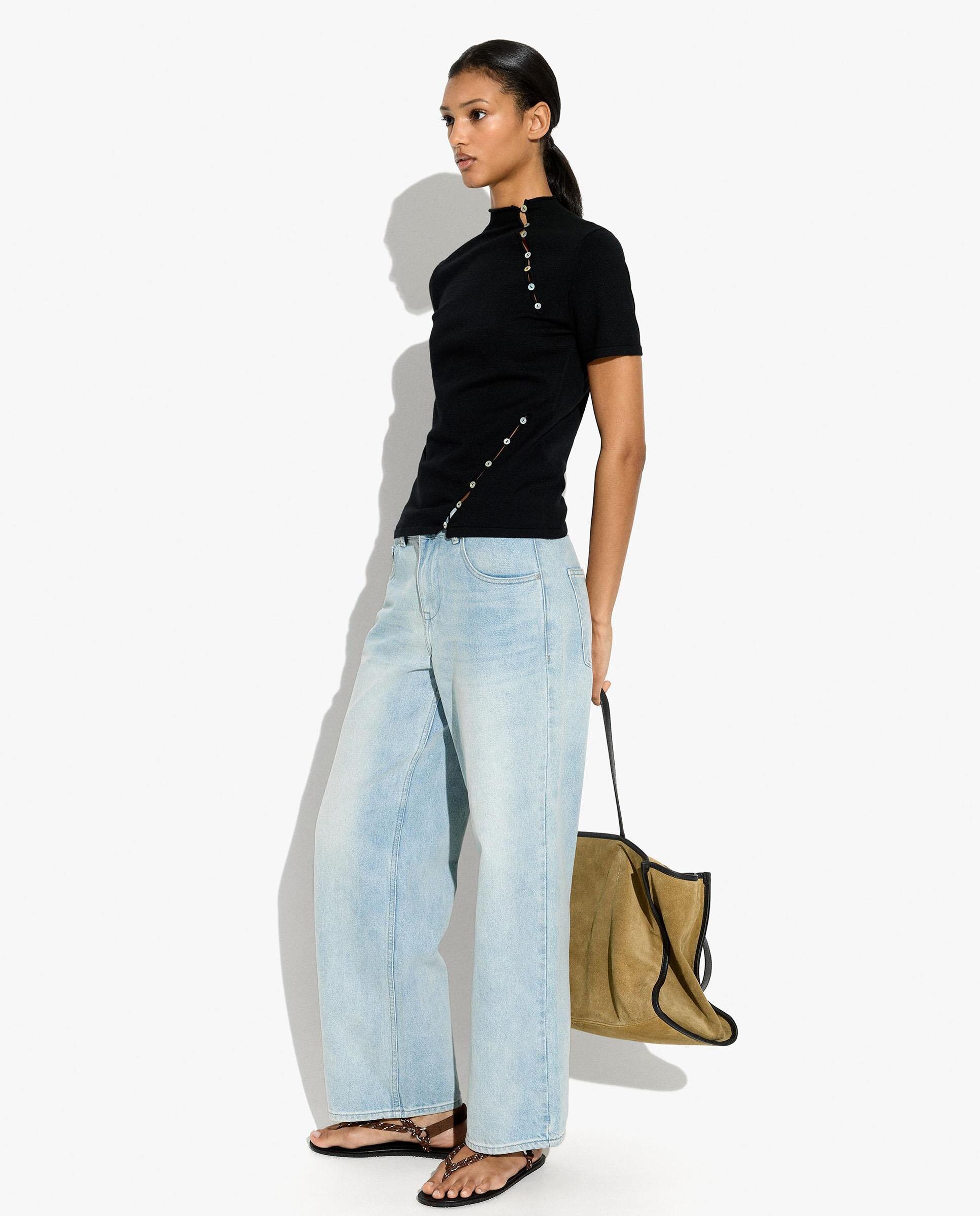 Jersey de mujer de punto con cuello alto y detalle de botones - Parfois - Negro Negro-2