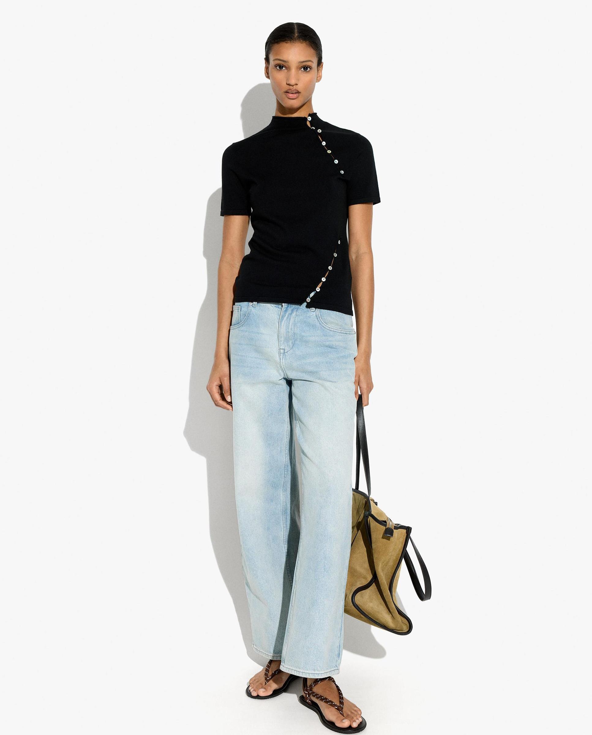 Jersey de mujer de punto con cuello alto y detalle de botones - Parfois - Negro Negro-3