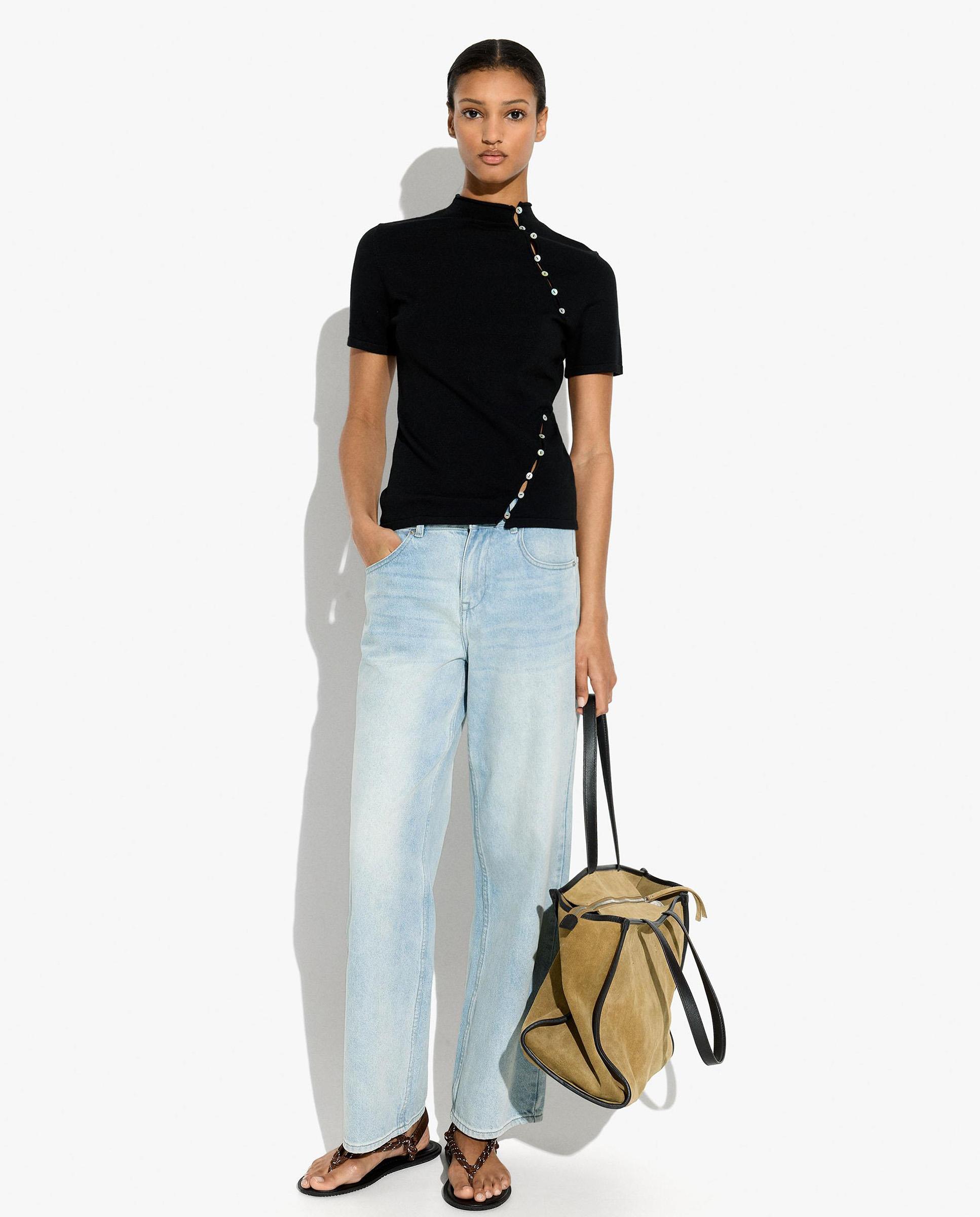 Jersey de mujer de punto con cuello alto y detalle de botones - Parfois - Negro Negro-5