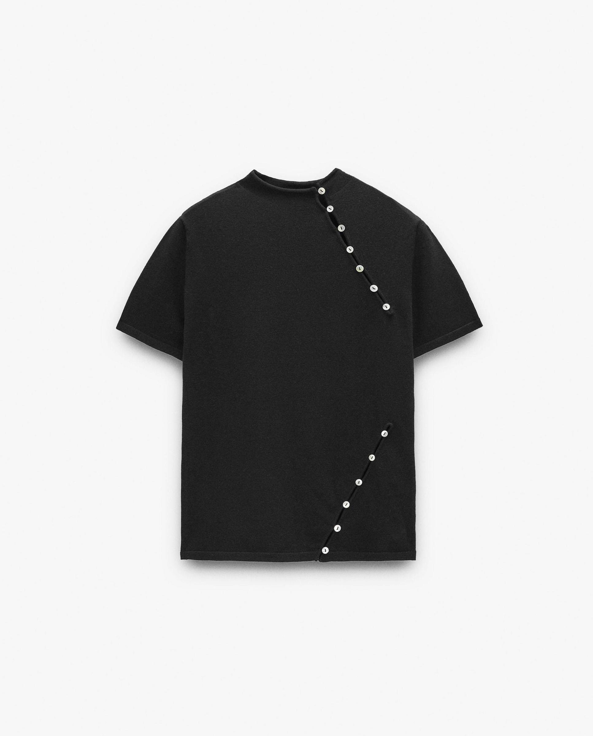 Jersey de mujer de punto con cuello alto y detalle de botones - Parfois - Negro Negro-7