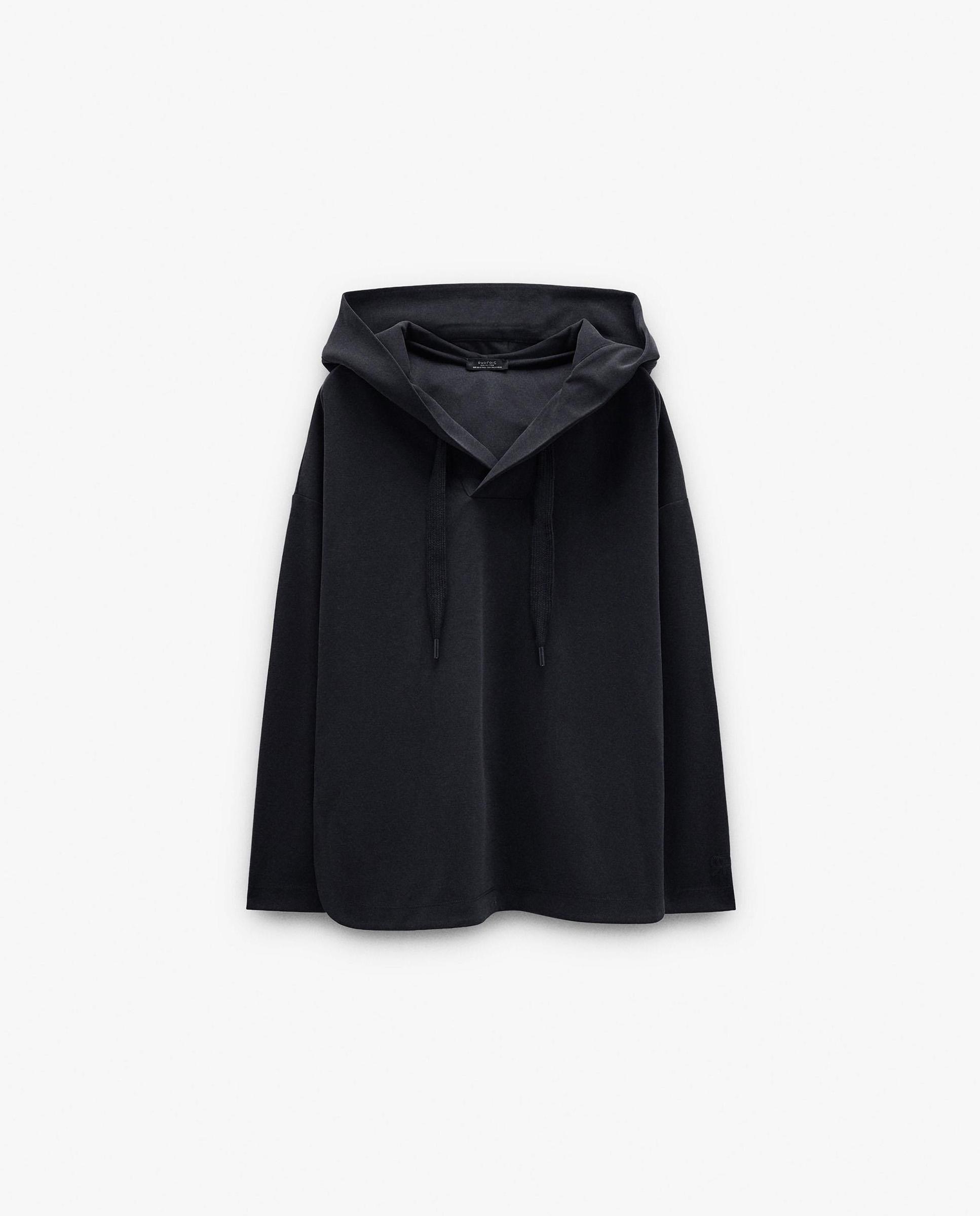 Sudadera de mujer con capucha y cordón ajustable - Parfois - Gris oscuro Gris oscuro-6