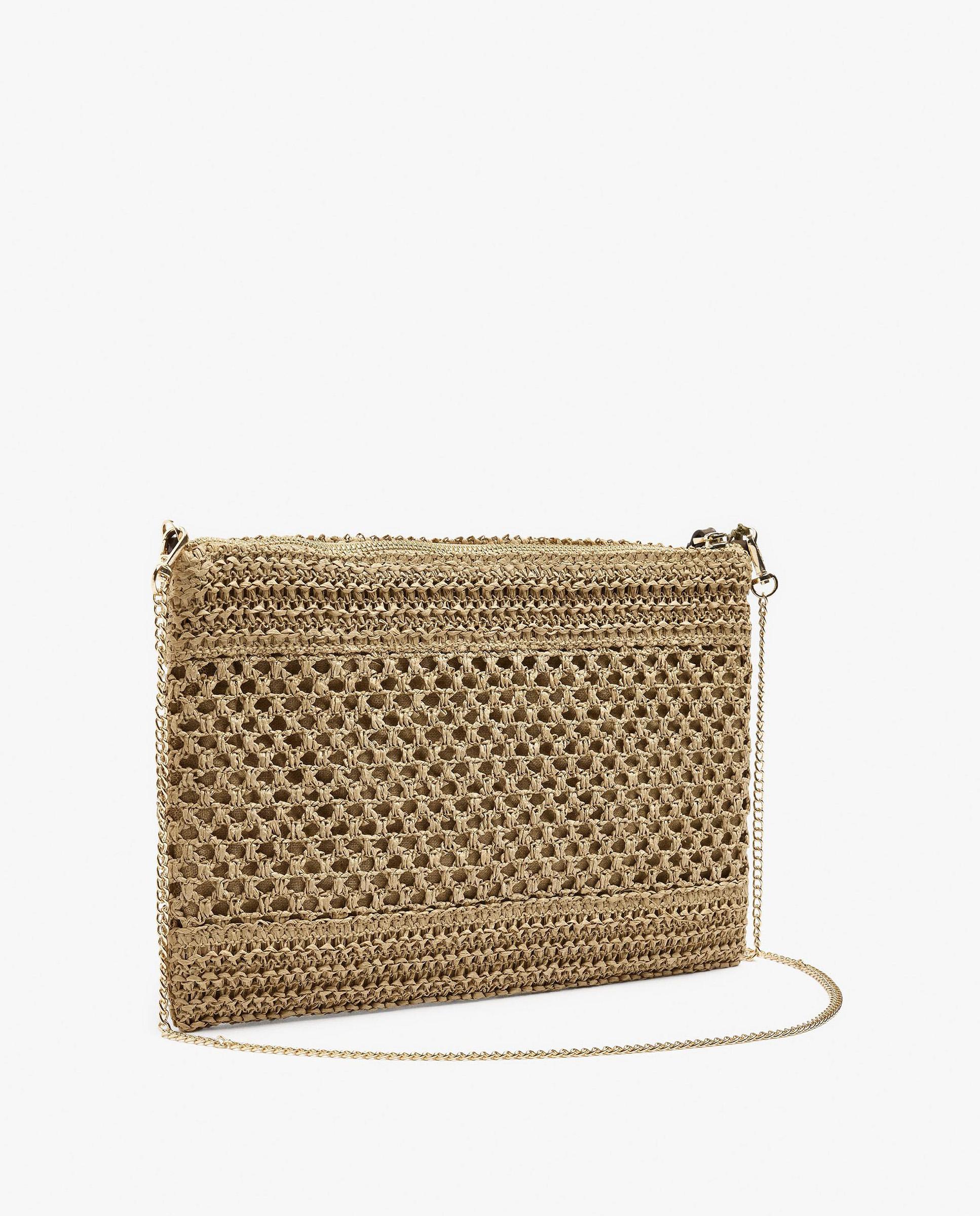 Bolso de mano estilo sobre convertible a bandolera con cierre de cremallera y llavero extraíble de pescado - Parfois - Natural Natural-2