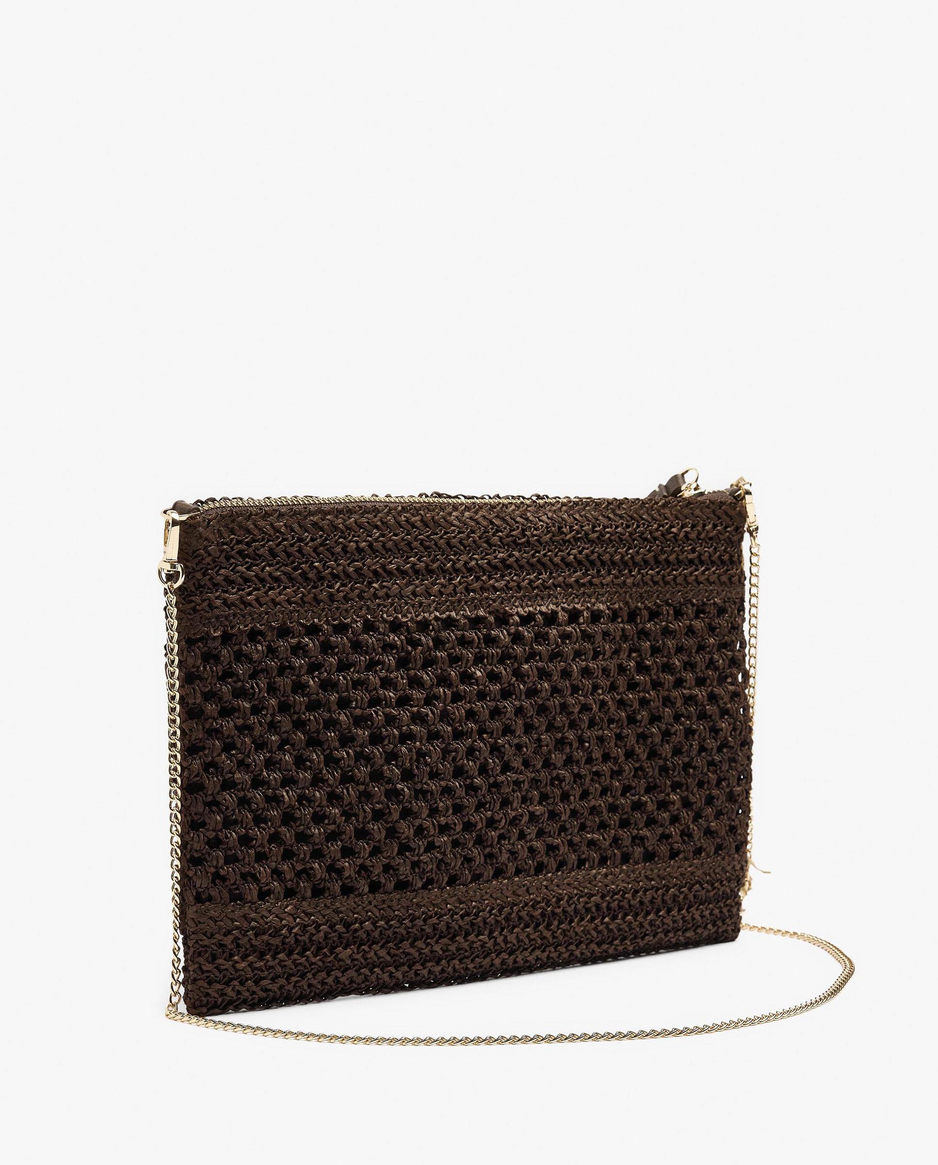 Bolso de mano estilo sobre convertible a bandolera con cierre de cremallera y llavero extraíble de pescado - Parfois - Marrón oscuro Marrón oscuro-2