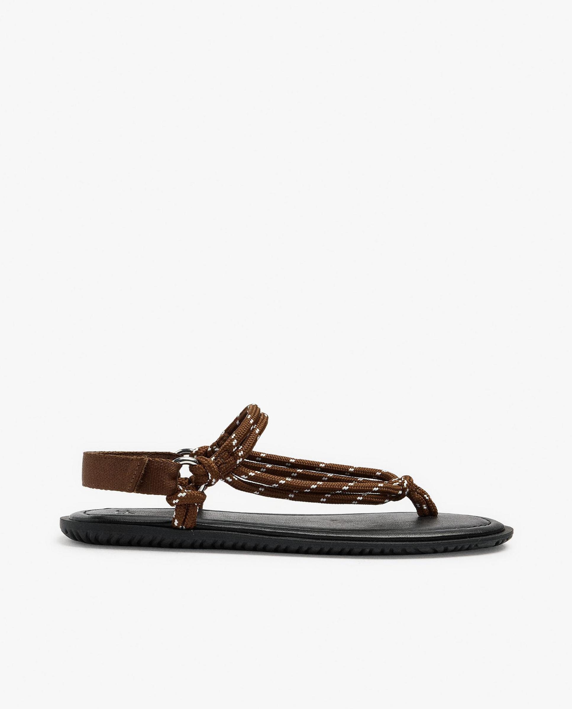 Parfois - Sandalias de dedo de mujer con tiras de cuerda y cierre adherente.
