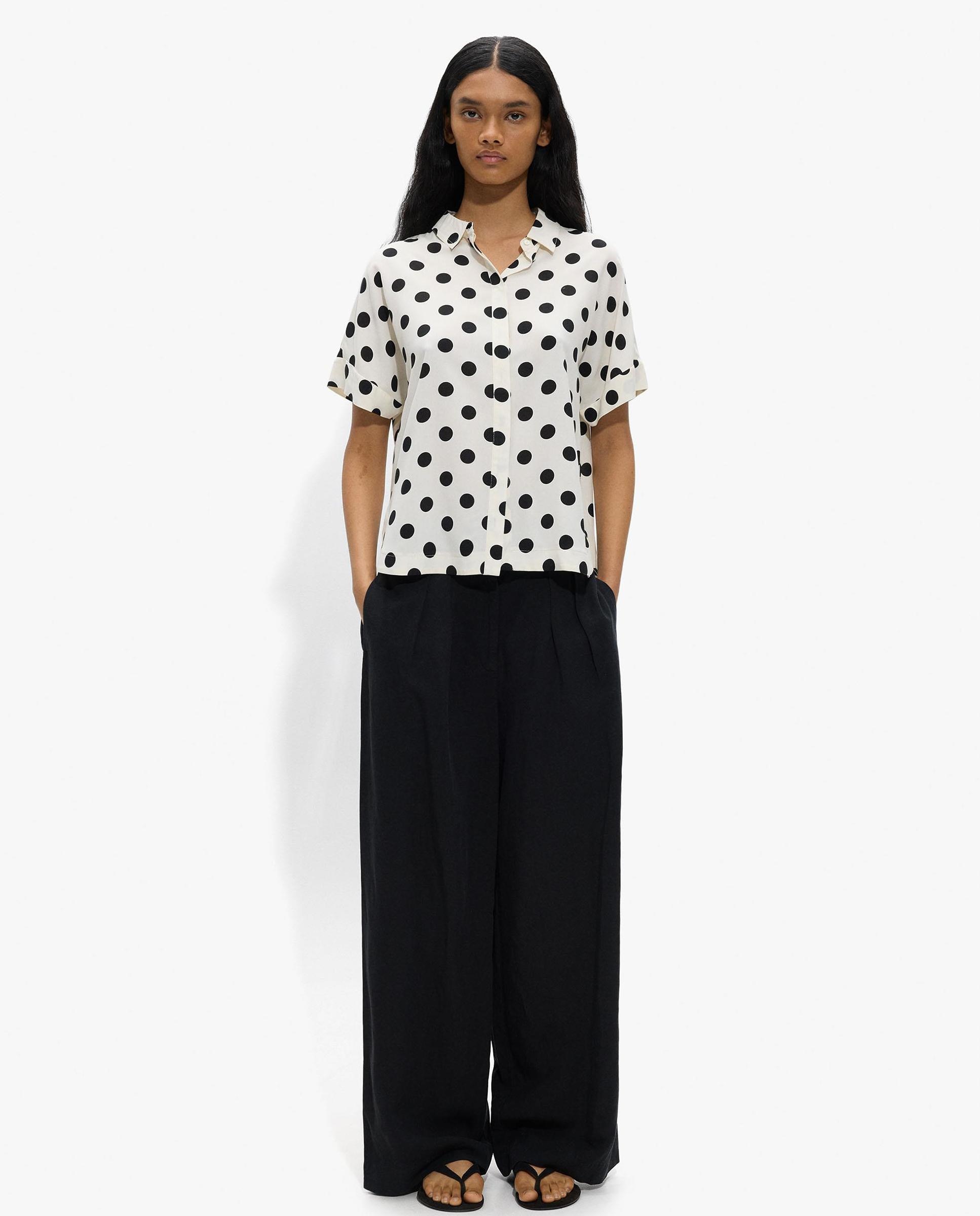 Camisa de mujer 100% viscosa de manga corta con estampado de lunares - Parfois - Multicolor Multicolor-2