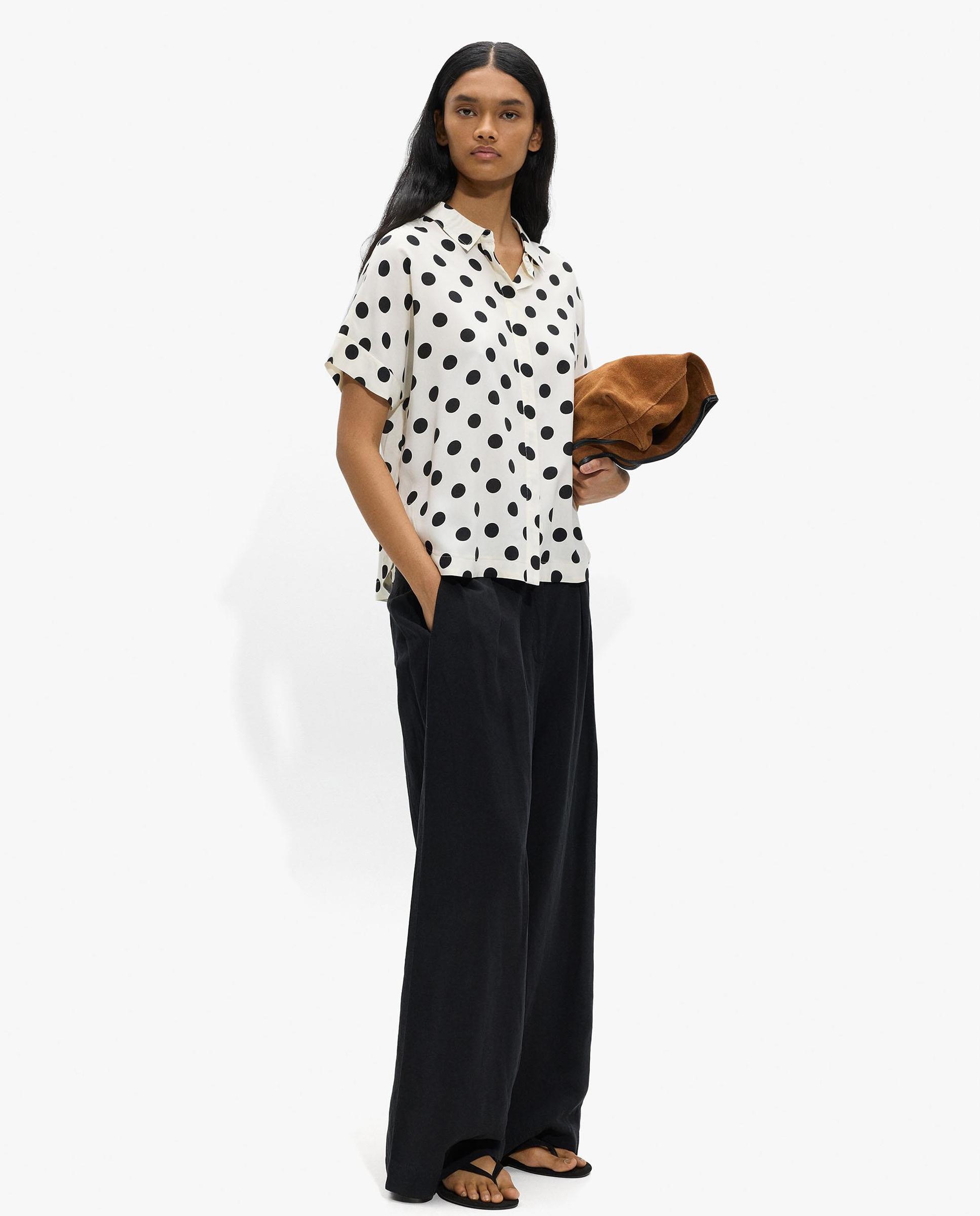 Camisa de mujer 100% viscosa de manga corta con estampado de lunares - Parfois - Multicolor Multicolor-3